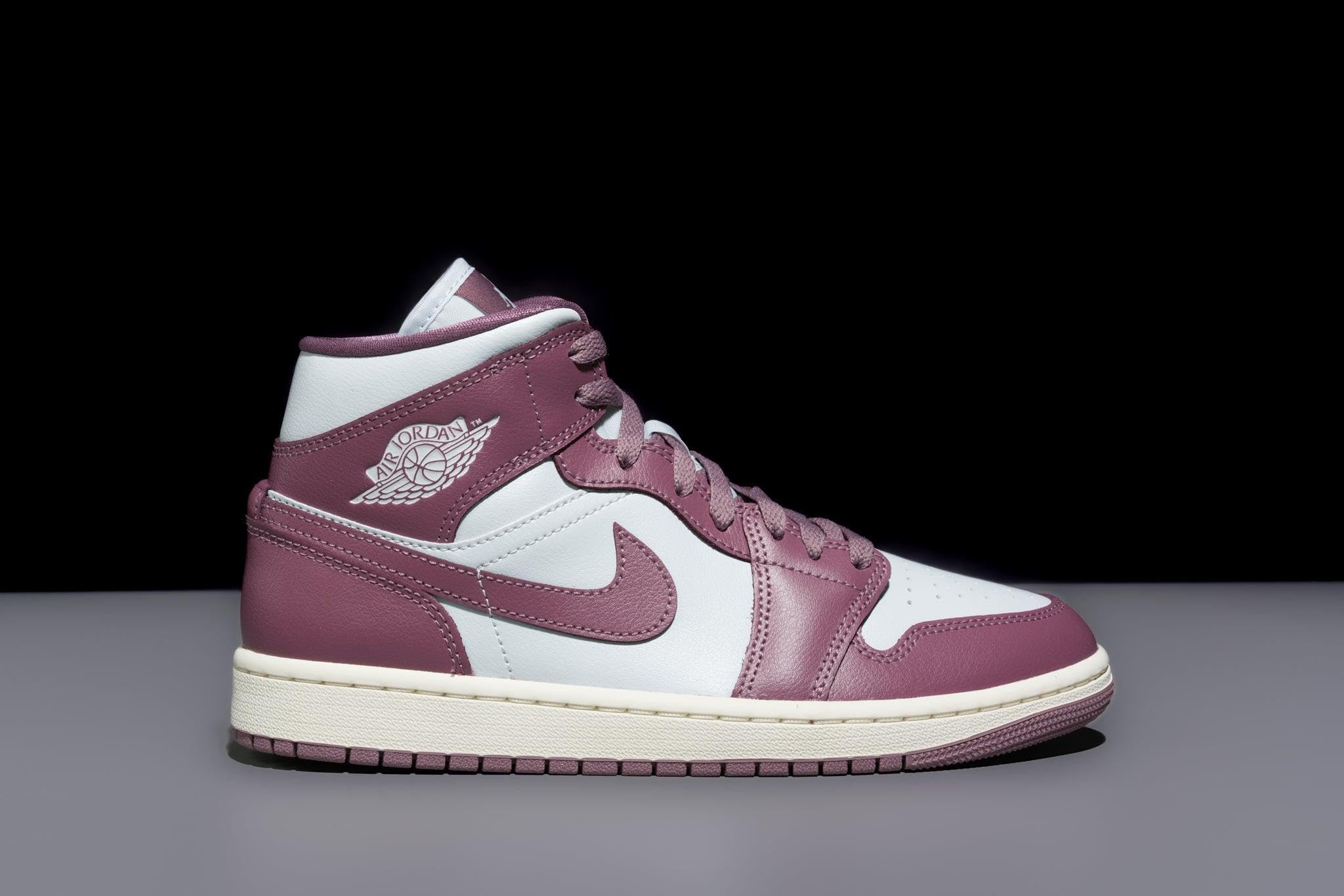 Nike Air Jordan 1 Mid Women's Shoes - Pure Platinum/Sky J Mauve-Sail (BQ6472-050) Size 9 | Retro Basketball Sneakers for Women | Perfect for Casual Wear, Street Style & Sneaker Collectors