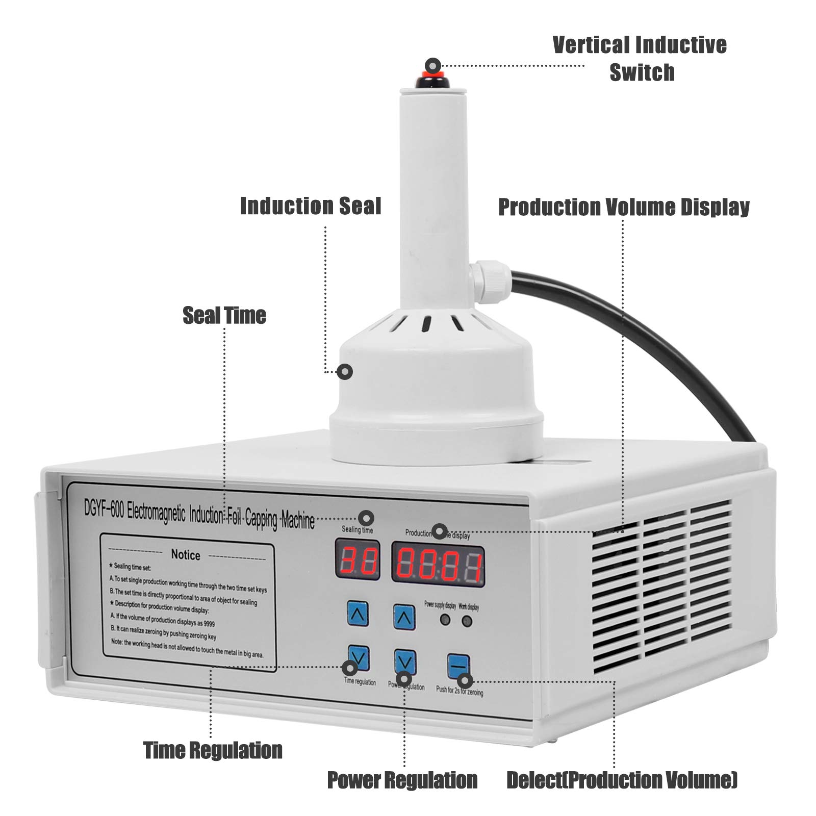 Portable 110V Induction Sealing Machine for Bottles (20mm-100mm) - Handheld Cap Sealer for White Plastic Bottles | Perfect for Home Brewing, DIY Cosmetics & Small Business Packaging