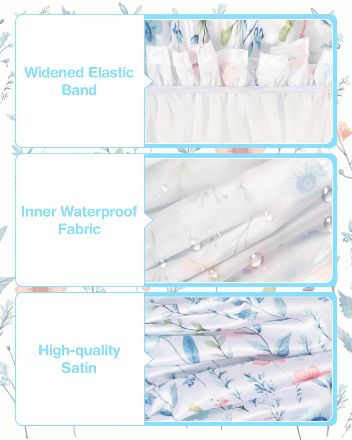Waterproof Shower Cap for Women with Long Hair - Double Layer Reusable Bath Cap with Soft PEVA Lining | Non-Fading & Comfortable | Perfect for Swimming, Spa, Hair Care & Travel