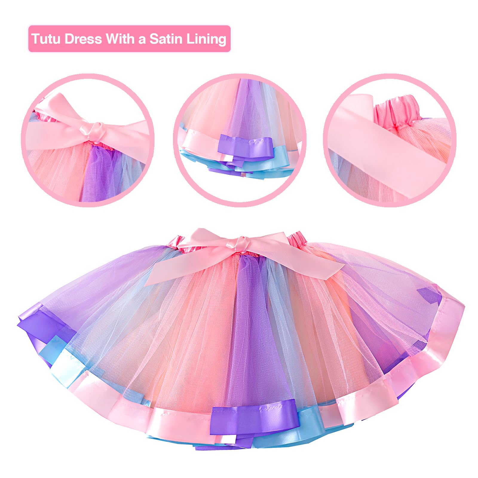 Unicorn Birthday Outfit for Girls - Tutu Dress Set with Shirt, Crown, Hair Bow & Sash | Cute Unicorn Costume for Birthday Parties, Photo Shoots & Dress-Up Play