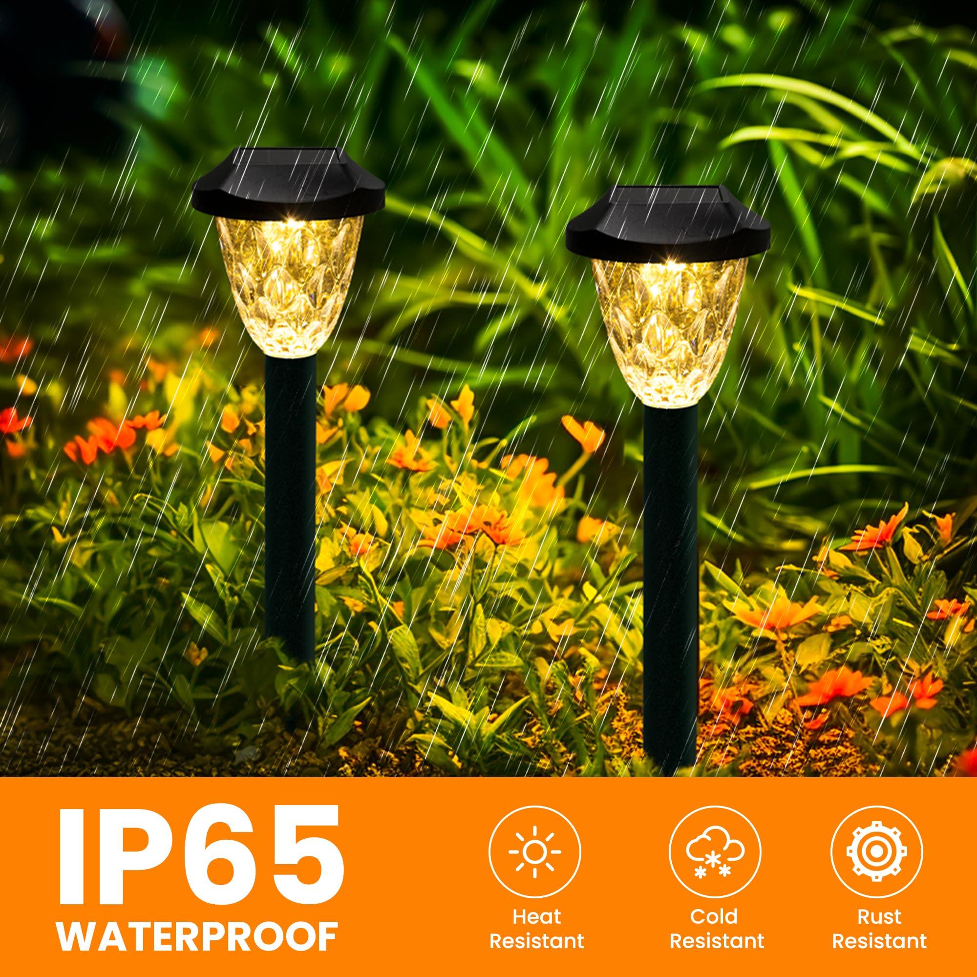 GIGALUMI 8 Pack Solar Pathway Lights Outdoor - Waterproof Auto On/Off Solar Garden Lights for Yard, Walkway, Driveway & Lawn - Perfect for Landscape Lighting, Patio Decor & Backyard Illumination