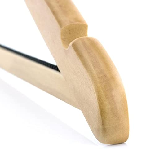 Premium Natural Wooden Hotel-Style Security Clothes Hangers - 10 Pack with Metal Anti-Theft Ring Lock - Ideal for Hotels, Resorts, Wardrobe Organization & Theft Prevention