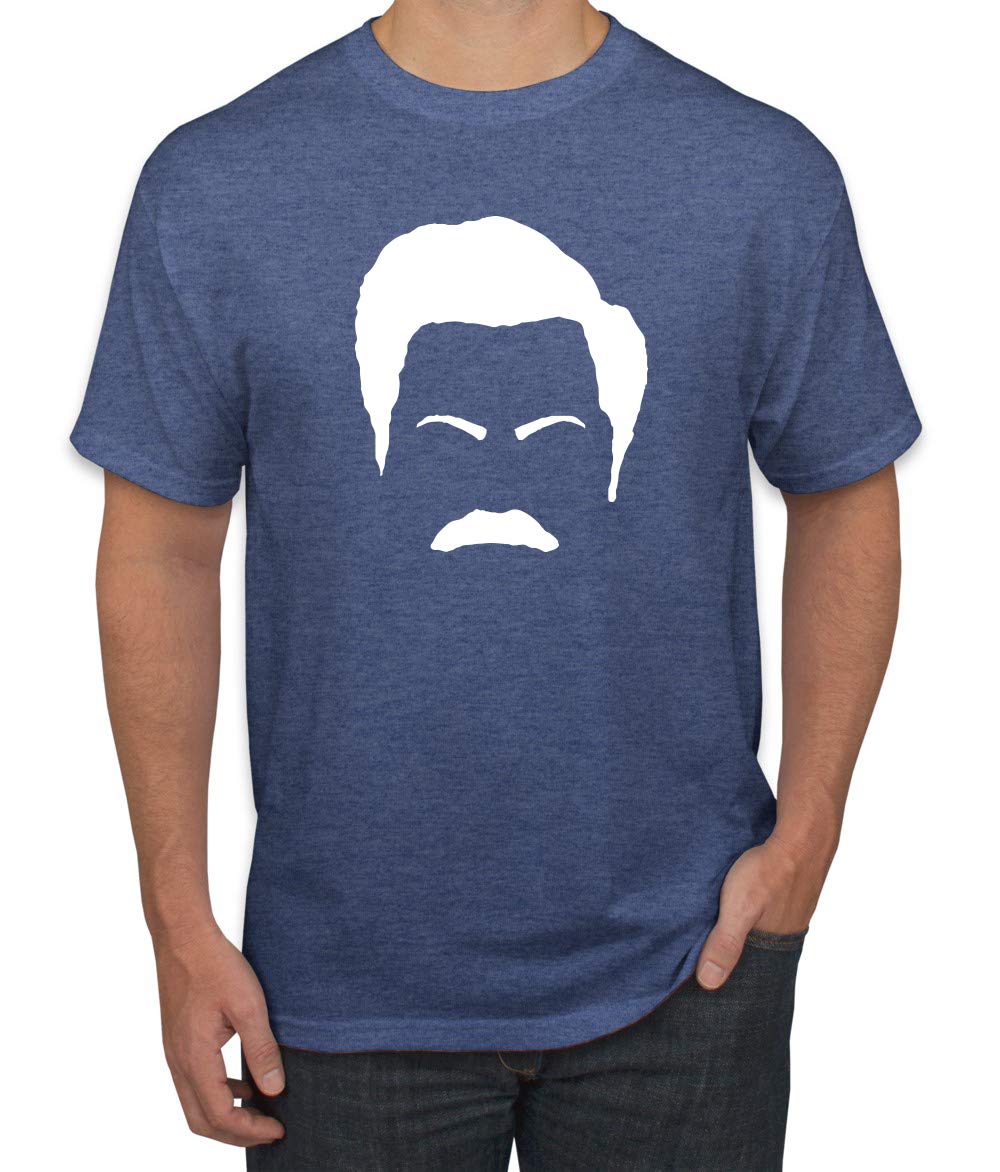 Ron Swanson Mustache Face Silhouette T-Shirt for Men - Parks and Recreation Pop Culture Fan Gift - Perfect for TV Show Lovers, Cosplay, and Casual Wear