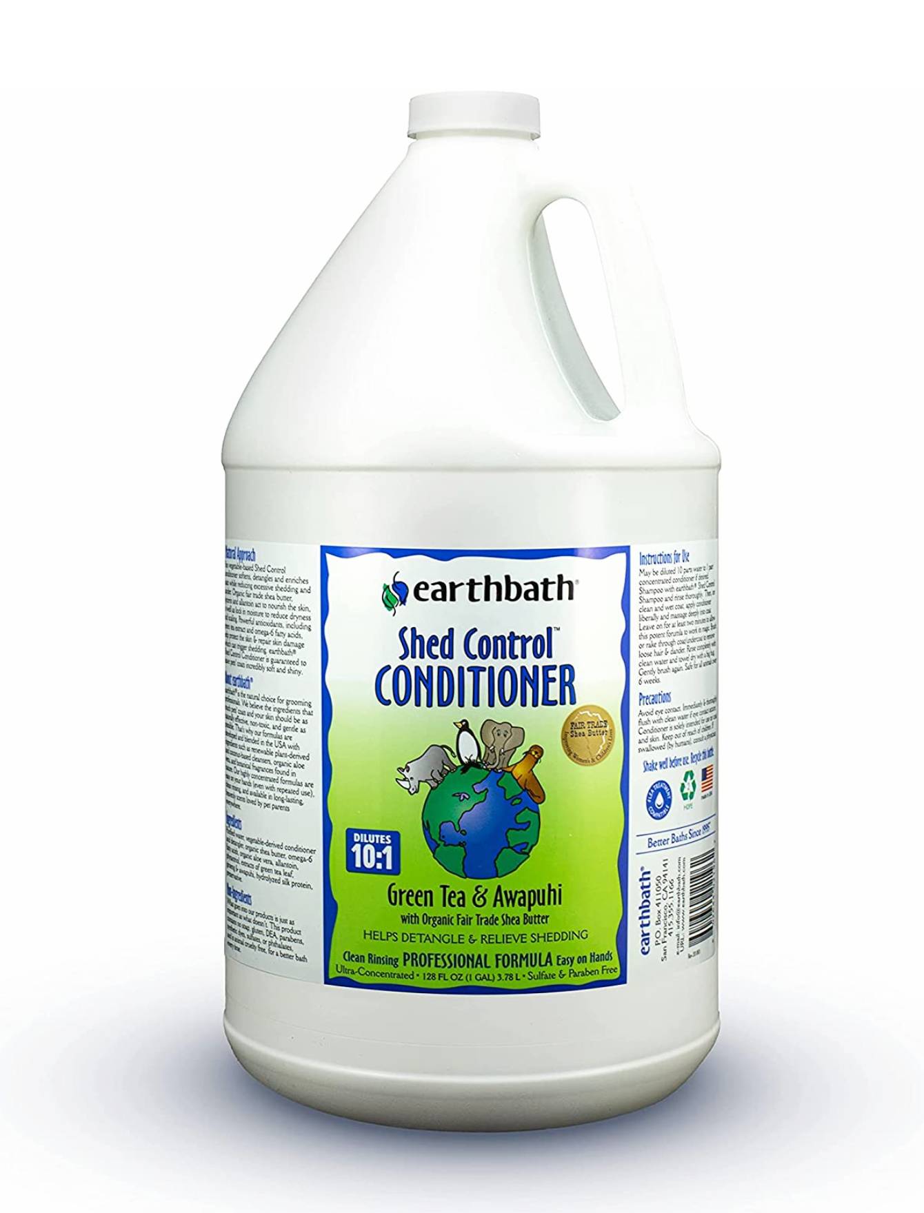 Earthbath Shed Control Green Tea & Awapuhi Dog & Cat Conditioner - 16oz & 1 Gallon - Reduces Shedding & Detangles Fur - Perfect for Grooming & Bath Time