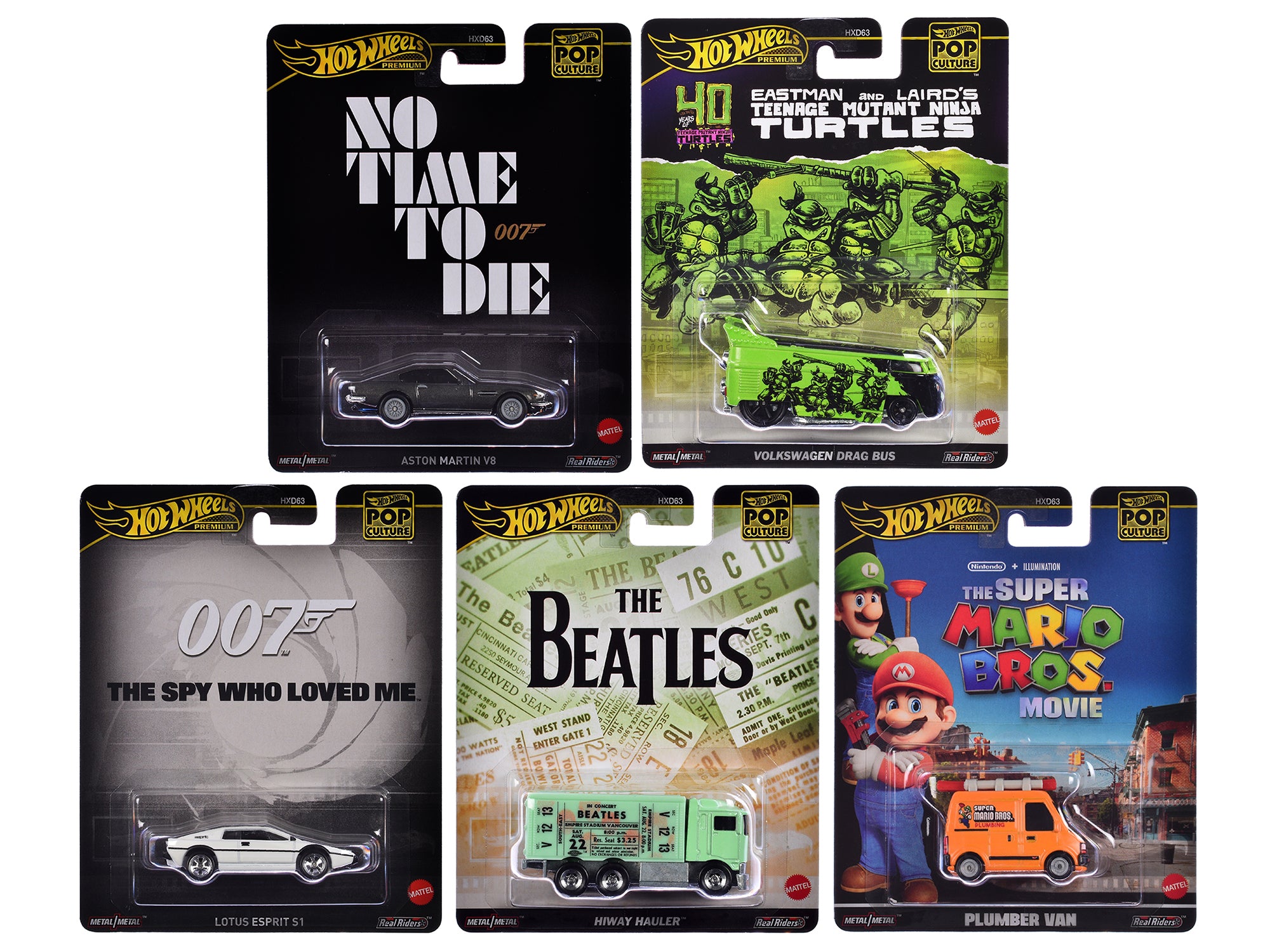 Hot Wheels 2024 Premium Series 5-Piece Diecast Model Cars Set – Collectible Pop Culture Toy Cars for Display & Racing Fun