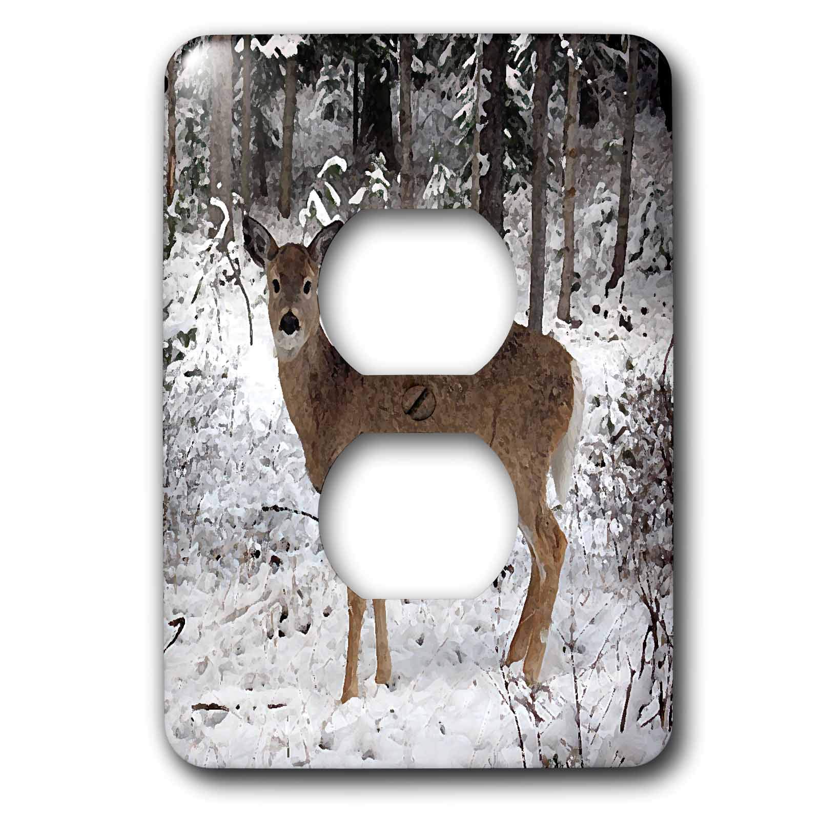 3D Rose Deer Design 2 Plug Outlet Cover - Decorative Electrical Outlet Cover for Home, Nursery & Kids Room Safety - Perfect for Childproofing and Wall Decor