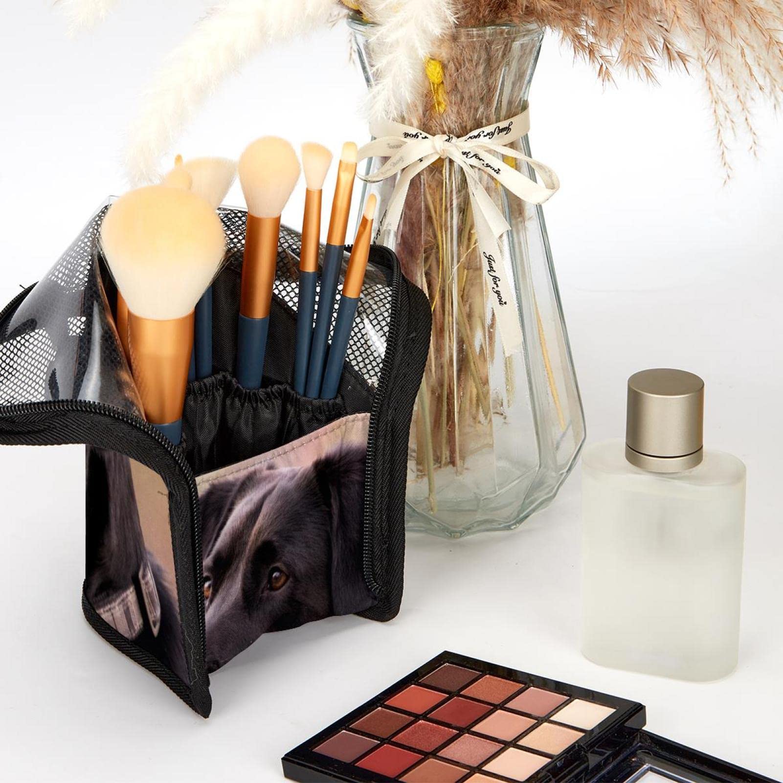Premium 12-Piece Makeup Brush Organizer Bag with Holder Case - Portable Travel Cosmetic Brush Storage for Professional Artists & Beginners - Ideal for Home, Travel, and Salon Use