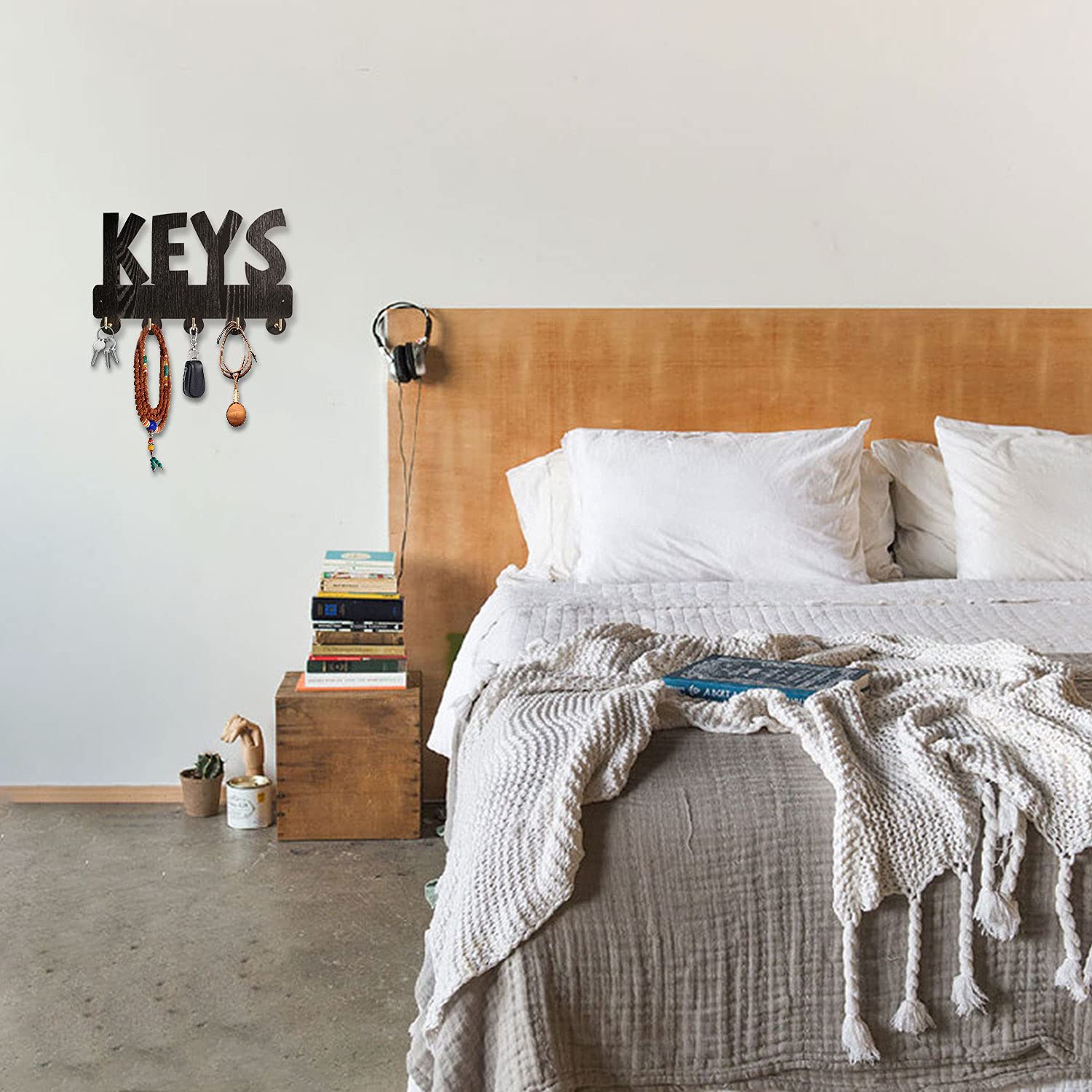 KingLive Wooden Key Hanger Organizer - 5 Pack Damage-Free Adhesive Wall Hooks for Keys, Coats & Towels | Decorative Entryway, Mudroom, Hallway, Kitchen & Office Storage Solution | Perfect for Home Organization & Space Saving