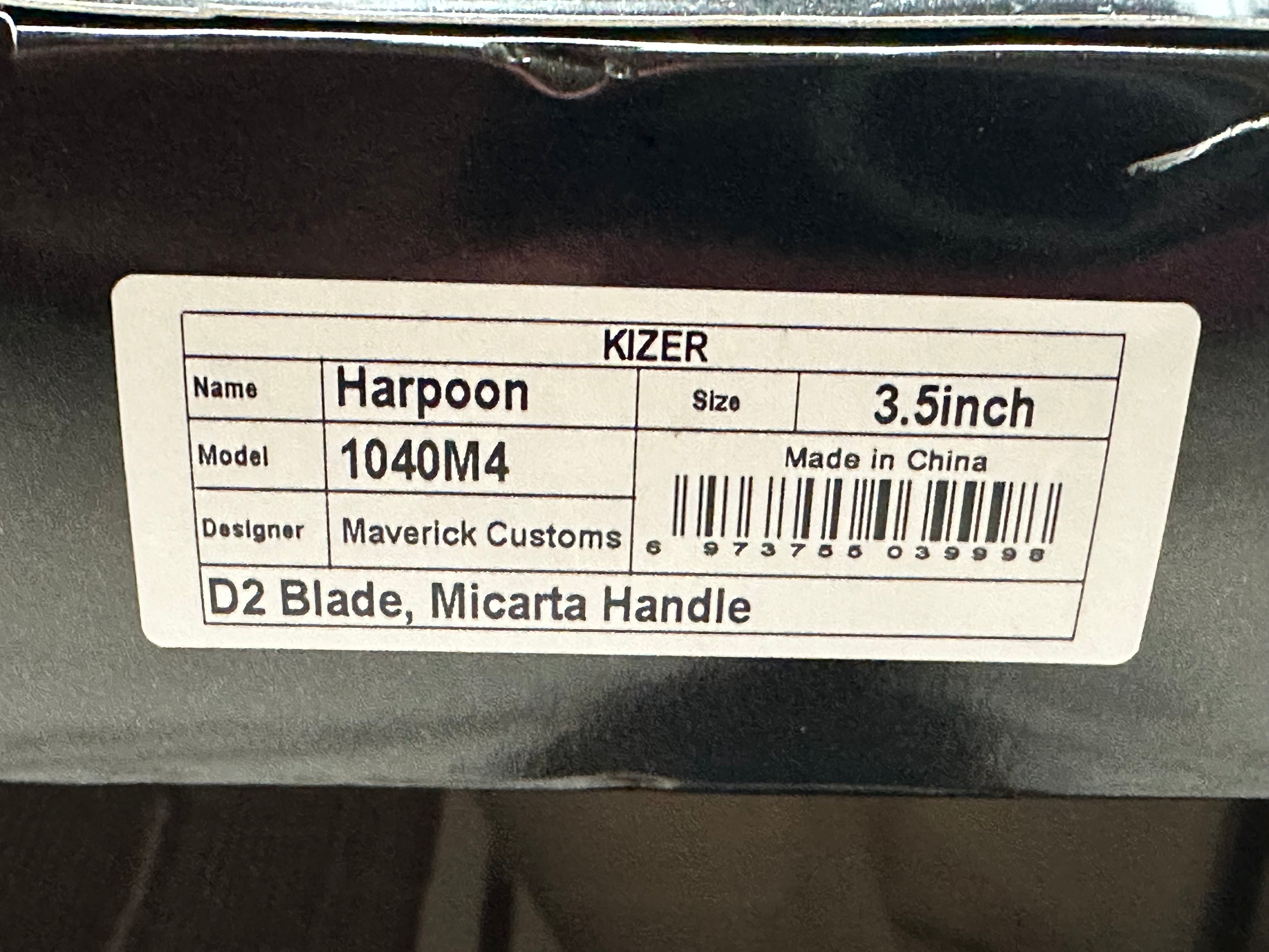 KIZER HARPOON Fixed Blade Knife - D2 Steel Blade, Micarta Handle, Plain Black - Hunting, Camping, Survival & Outdoor Activities
