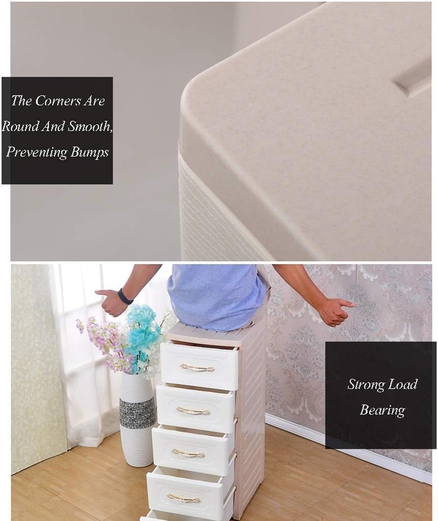 5-Layer Plastic Storage Bins with Drawers - Multi-Purpose Organizer Cabinet for Baby Clothes, Toys & Wardrobe (Ivory White) | Perfect for Nursery, Kids Room & Home Organization