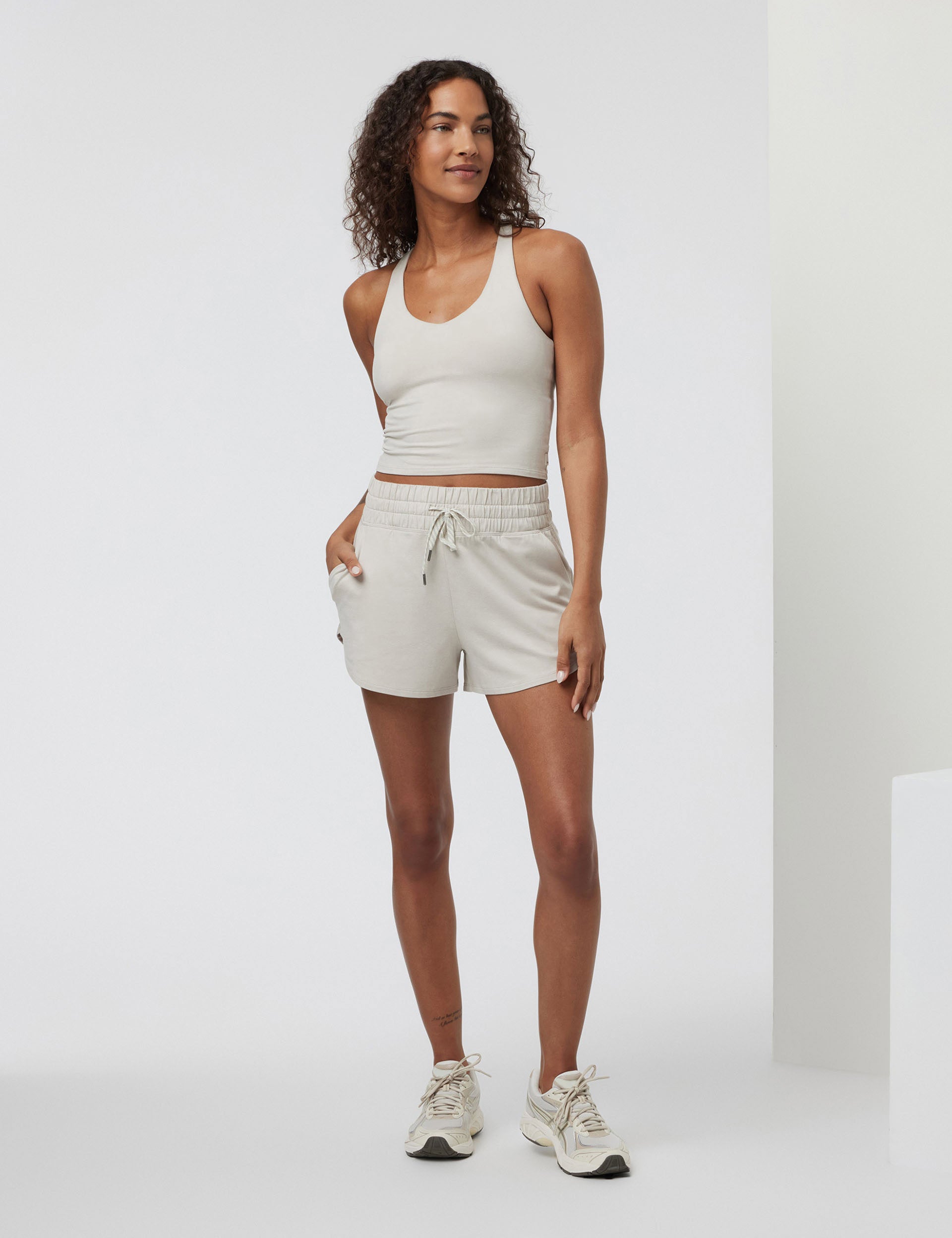 Halo Performance Crop 2.0 - Women's Workout Top | Moisture-Wicking & Breathable | Ecru Heather Color | Perfect for Yoga, Running & Gym Training