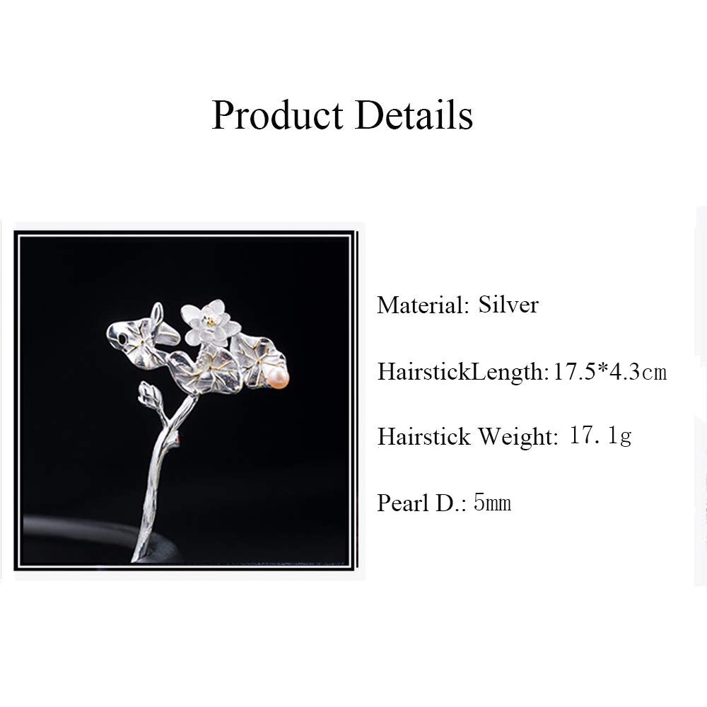 Handmade Sterling Silver S925 Hair Fork for Buns & Updos - Summer Lotus Hair Pins for Long Hair - Elegant Hair Sticks with Gift Box - Perfect for Weddings, Parties & Everyday Styling