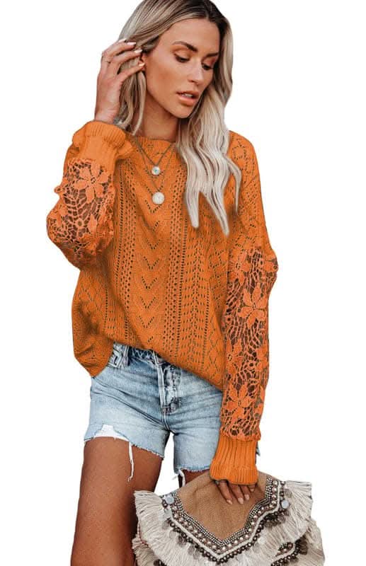 Elegant Cutout Petal Sleeve Sweater for Women - Trendy Knit Pullover for Fall & Winter - Perfect for Office, Date Night & Casual Outings