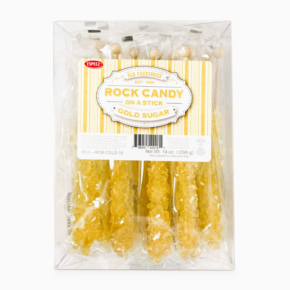 Premium Espeez Old Fashioned Rock Candy Gold - 18ct Box | Vintage Hard Candy for Parties, Gifts & Dessert Decorations