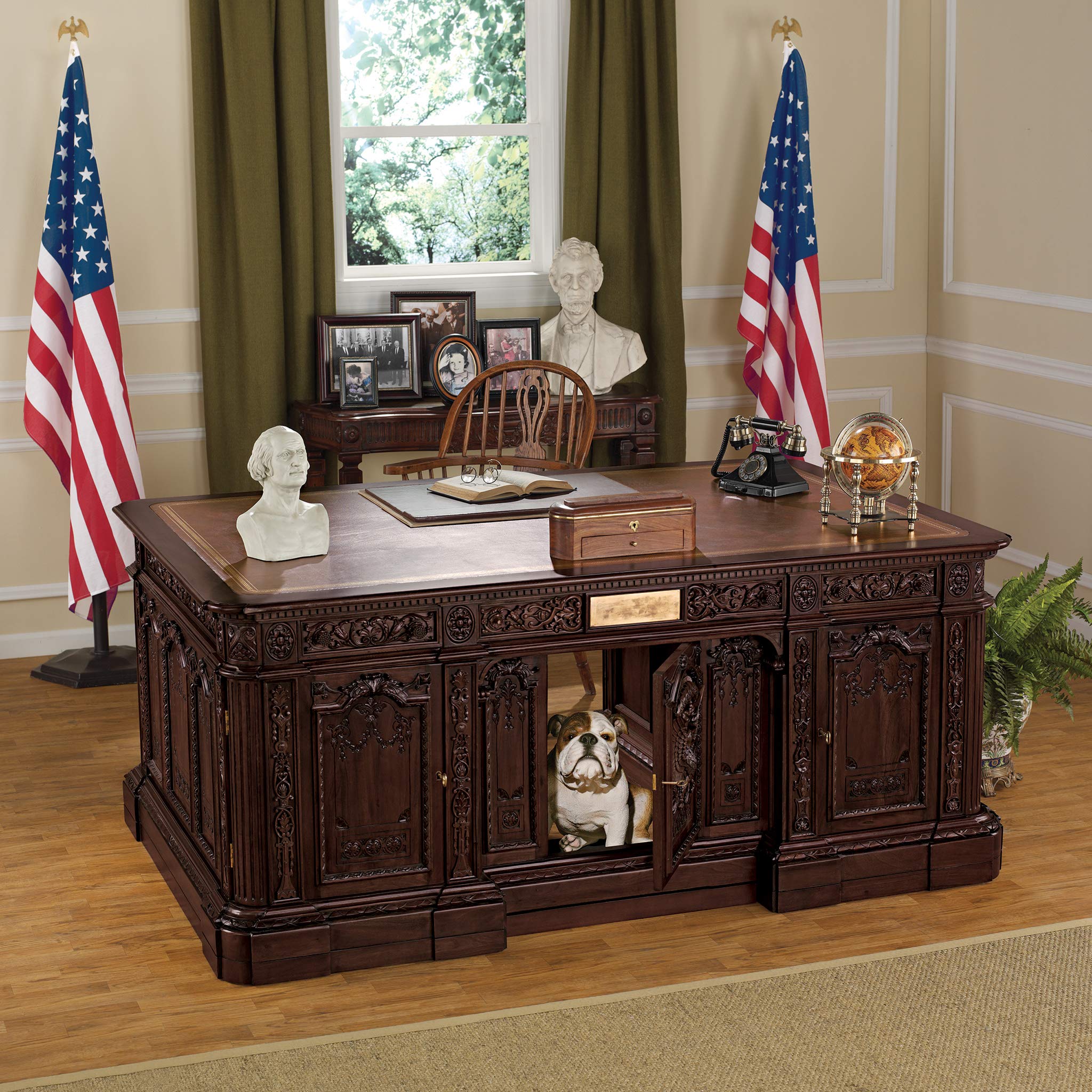 Design Toscano Oval Office Presidents' H.M.S. Resolute Desk Replica - Executive Wooden Writing Desk for Home & Office Decor - Perfect for Study Rooms, Libraries & Political Memorabilia Collections