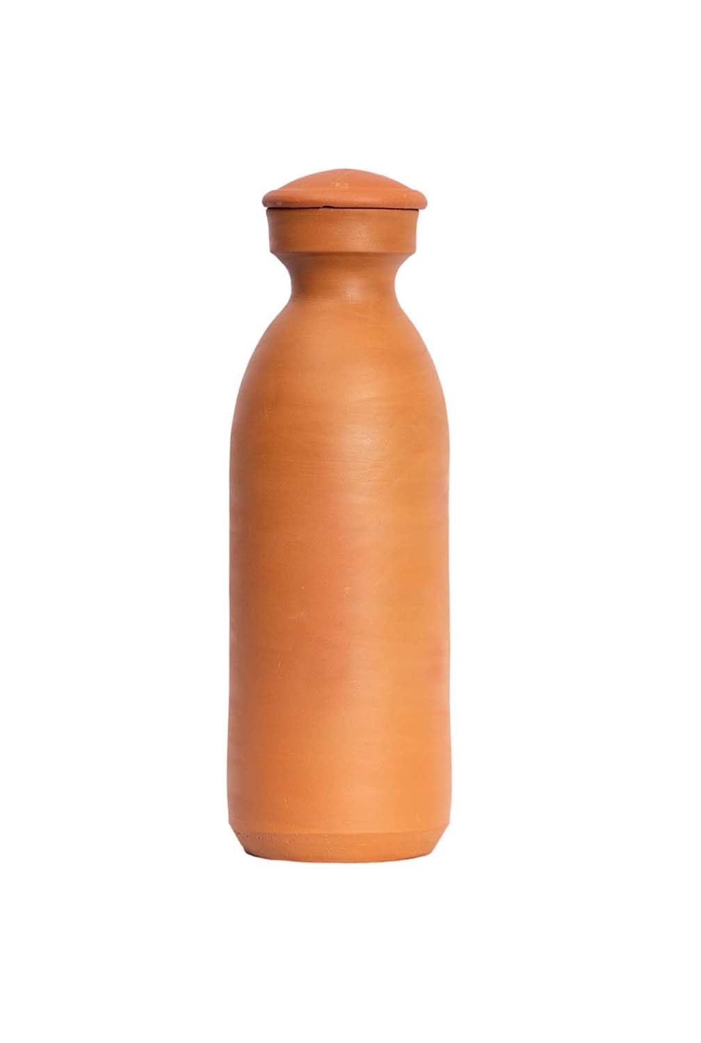 Handmade Unglazed Terracotta Water Bottle with Cork - 33oz Natural Clay Water Jug | Preseasoned Mud Bottle for Outdoor Camping, Yoga & Home Decor