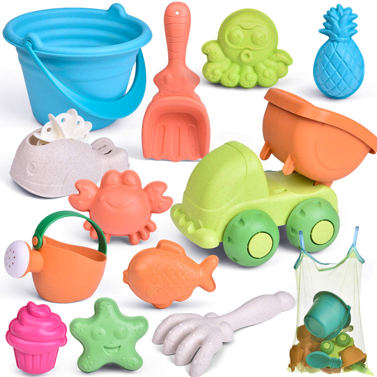 **12-Piece Beach Toys Set for Toddlers Age 3-5 - Sand Bucket, Truck, Animal Molds, Shovel & Watering Can - Fun Outdoor Sandbox Toys for Boys & Girls - Perfect for Beach, Backyard & Playground Adventures**