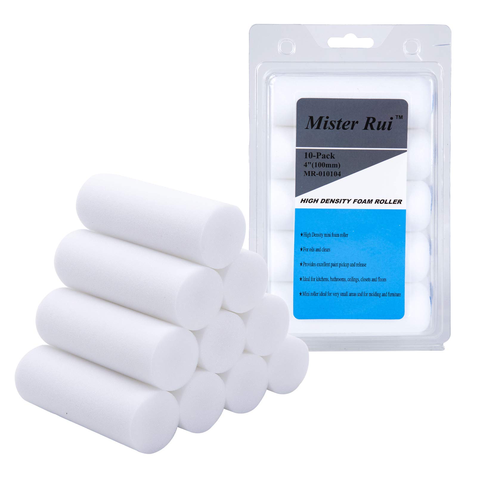Disposable Paint Tray Liners 10-Pack with 4 Inch Foam Roller (10 pcs), Paint Roller Frame & Paint Tray - Perfect for DIY Home Painting Projects, Wall Touch-Ups & Small Renovations