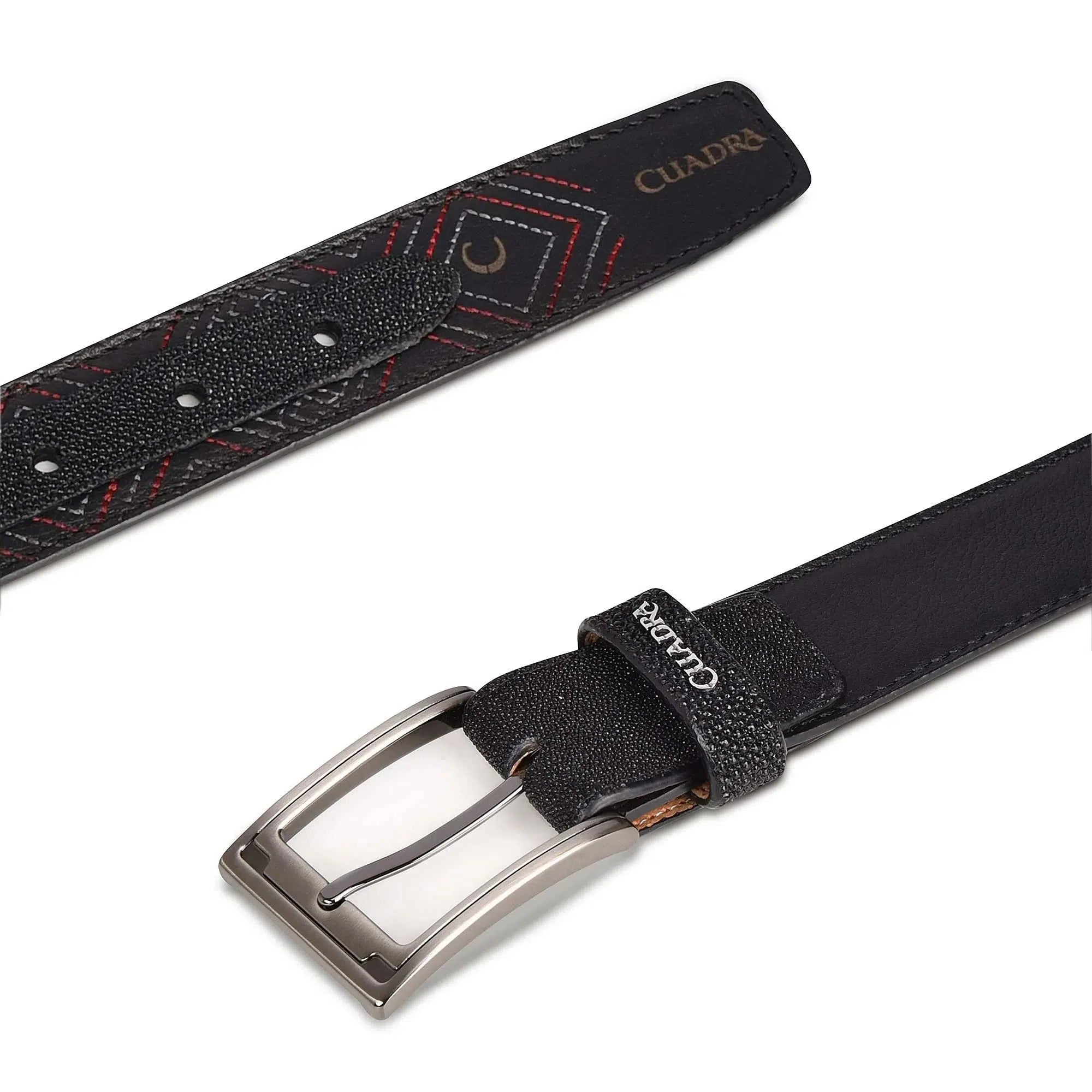 CS453MA Men's Cuadra Black Casual Dress Belt - Premium Stingray Leather - Perfect for Business, Office & Formal Wear