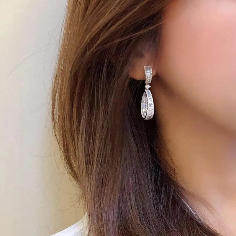 18K White Gold 3.0ct H SI Real Diamond Letter 8 Drop Earrings for Women | Fine Jewelry Gift for Engagement Party & Grand Banquet | Elegant Wedding, Anniversary & Special Occasion Accessories
