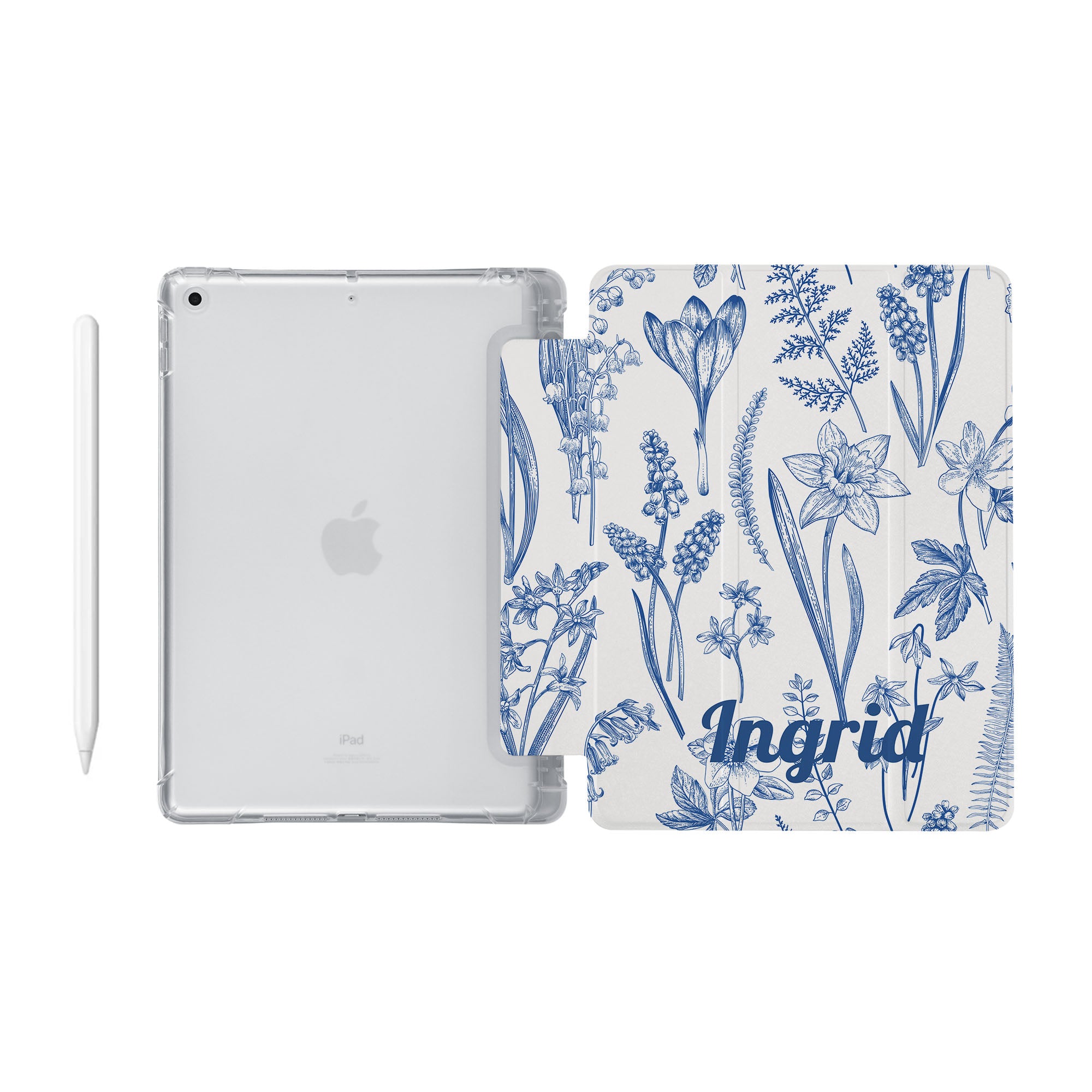 Premium iPad See-Through Case with Floral Design - Slim Protective Cover for iPad Air/Pro, Lightweight Transparent Hard Shell with Flower Pattern - Perfect for Work, School & Travel