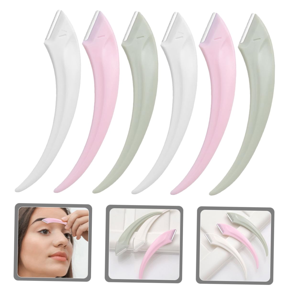 NOLITOY 6-Piece Professional Facial Hair Removal Kit for Women - Stainless Steel Eyebrow Razors, Single Blade Razor, Wax Spatula, Electric Shaver & Scissors - Portable Grooming Tools for Eyebrows, Upper Lip & Face (Perfect for Travel, Salon & Home Use)