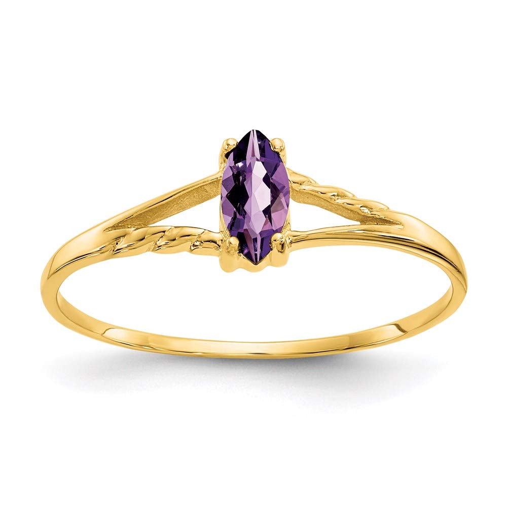 14K Yellow Gold Amethyst Birthstone Ring for Women - February Birthstone Jewelry, Size 7 - Elegant Fine Jewelry Gift for Her, Valentine's Day, Anniversary & Birthday Present