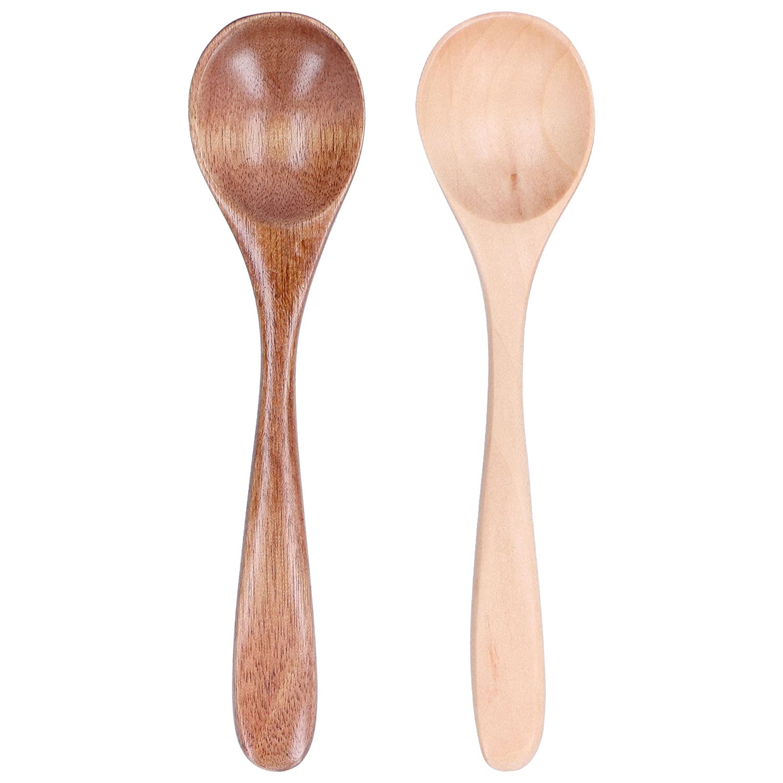 AlvinliteHome 2-Piece Handmade Natural Wooden Spoons - Eco-Friendly Asian Wood Soup, Coffee, Salad, Dessert, Chips, Snack, Cereal & Fruit Utensils - Perfect for Kitchen, Camping, Picnics & Daily Dining