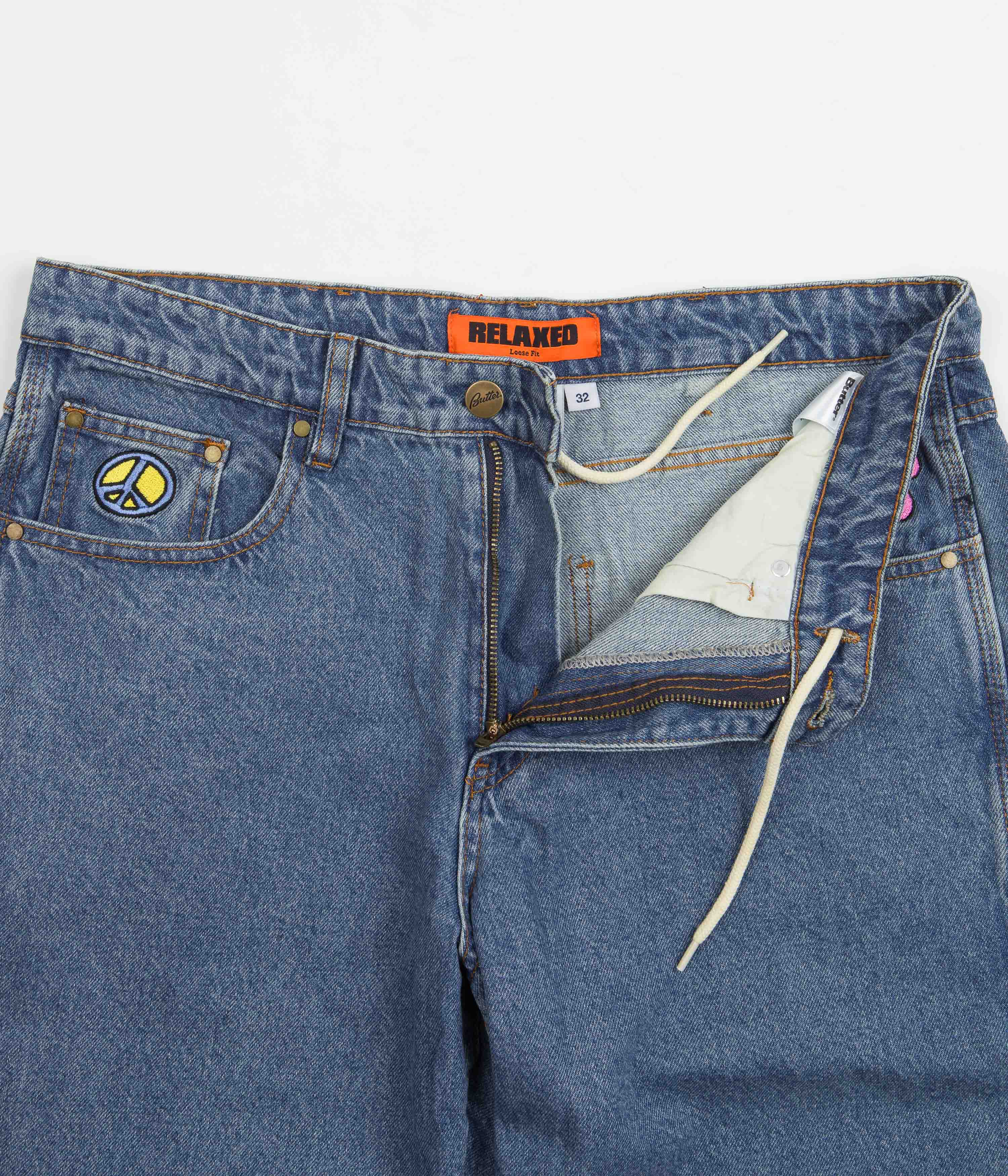 Butter Goods Flower Denim Jeans - Washed Indigo Blue Slim Fit Vintage High Waisted Jeans for Women | Perfect for Casual Wear, Street Style & Everyday Outfits