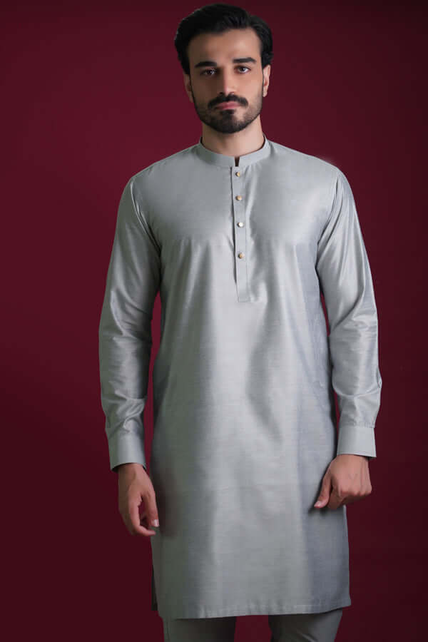 Premium Ash Grey Kurta Pajama Set for Men - Comfortable Cotton Ethnic Wear for Festivals, Weddings & Casual Outings