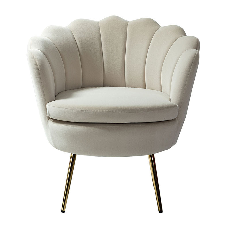 Evelia Velvet Scalloped Barrel Chair - Luxurious Velvet Accent Chair with Curved Back for Living Room, Bedroom & Office - Perfect for Reading Nook, Lounge Area or Home Decor