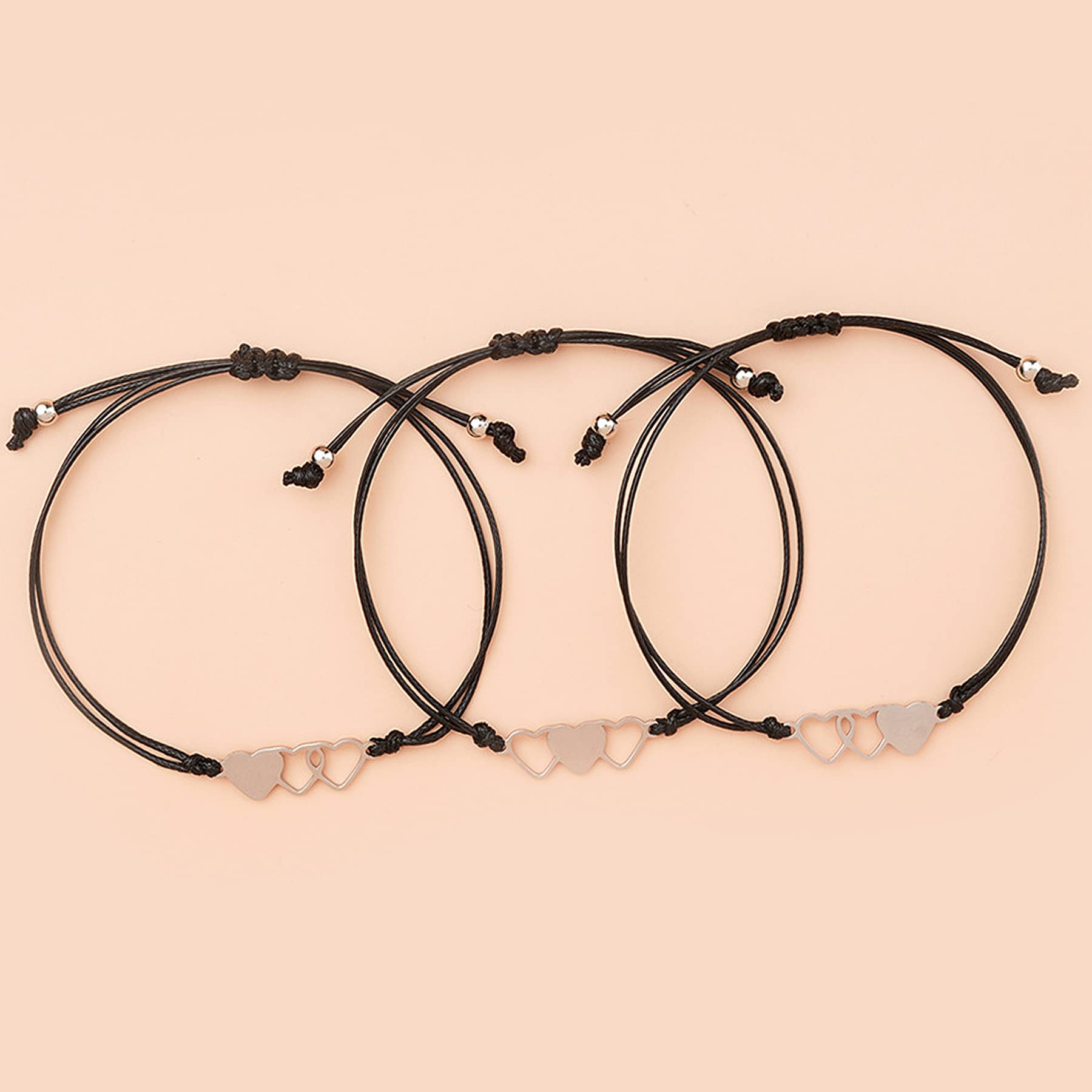 3PCS/4PCS Sisters Best Friend Bracelet Set - Heart Matching Friendship Bracelets for Women, Family, and Loved Ones - Perfect for Birthdays, Anniversaries, and Special Occasions