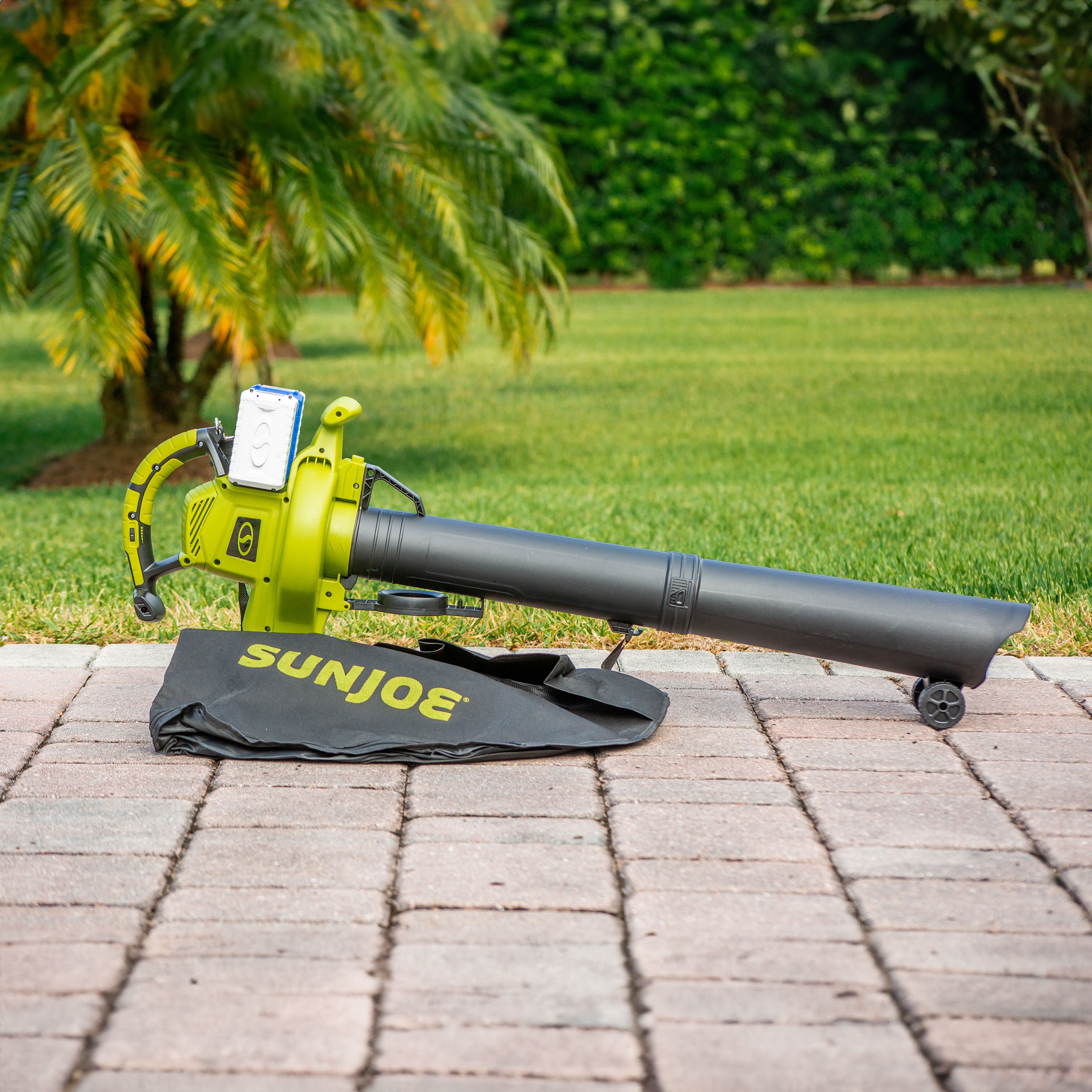 Sun Joe 24V X2 BVM190 Cordless Leaf Blower Vacuum Mulcher Kit | 190 MPH High Speed | 340 CFM Airflow | Includes 2 x 4.0Ah Batteries & Charger | Perfect for Yard Cleanup, Leaf Blowing & Garden Maintenance