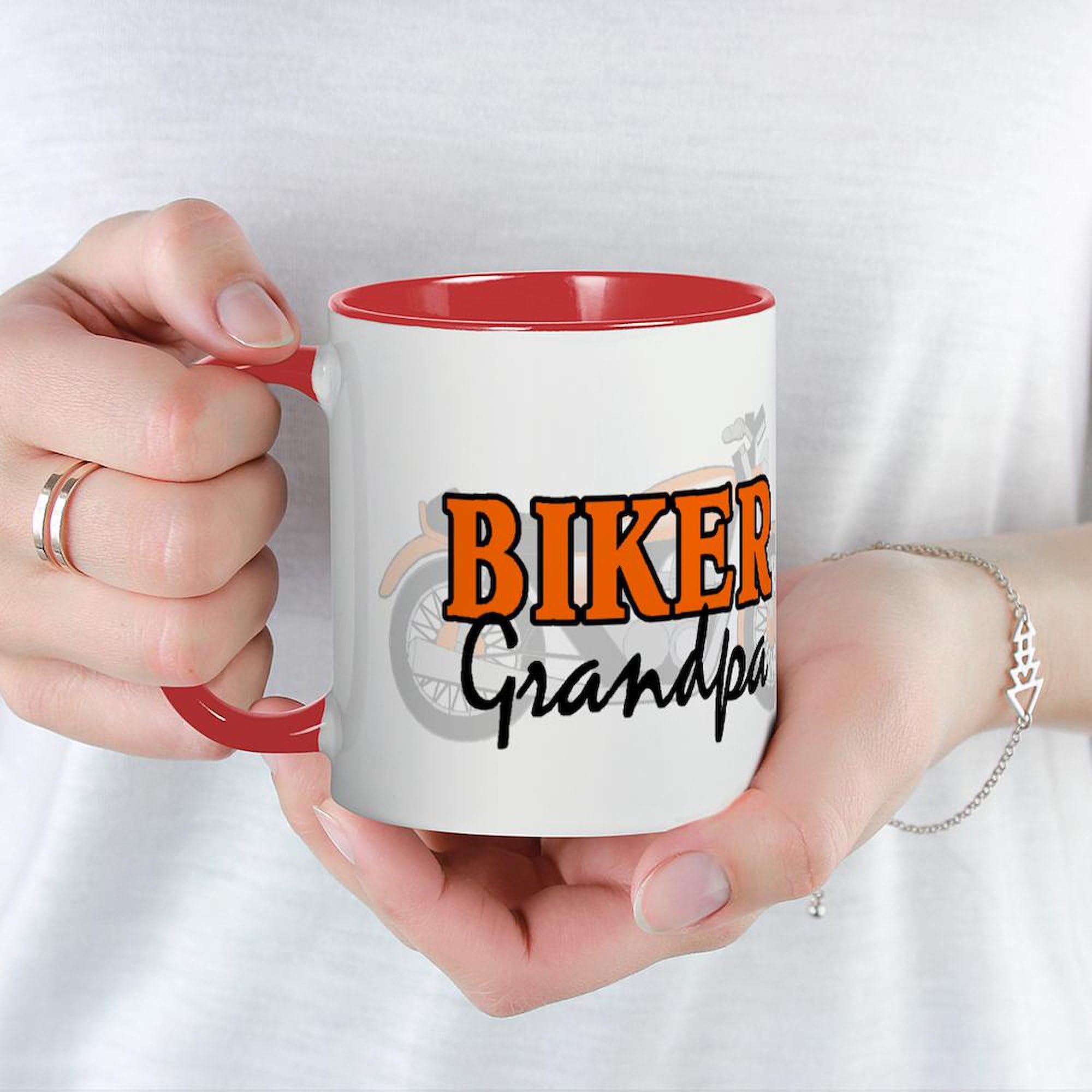BIKER GRANDPA 11 oz Ceramic Coffee Mug - 325 ml White Coffee Cup for Motorcycle Enthusiasts | Perfect Gift for Dad, Grandpa & Biker Lovers | Great for Home, Office & Road Trips