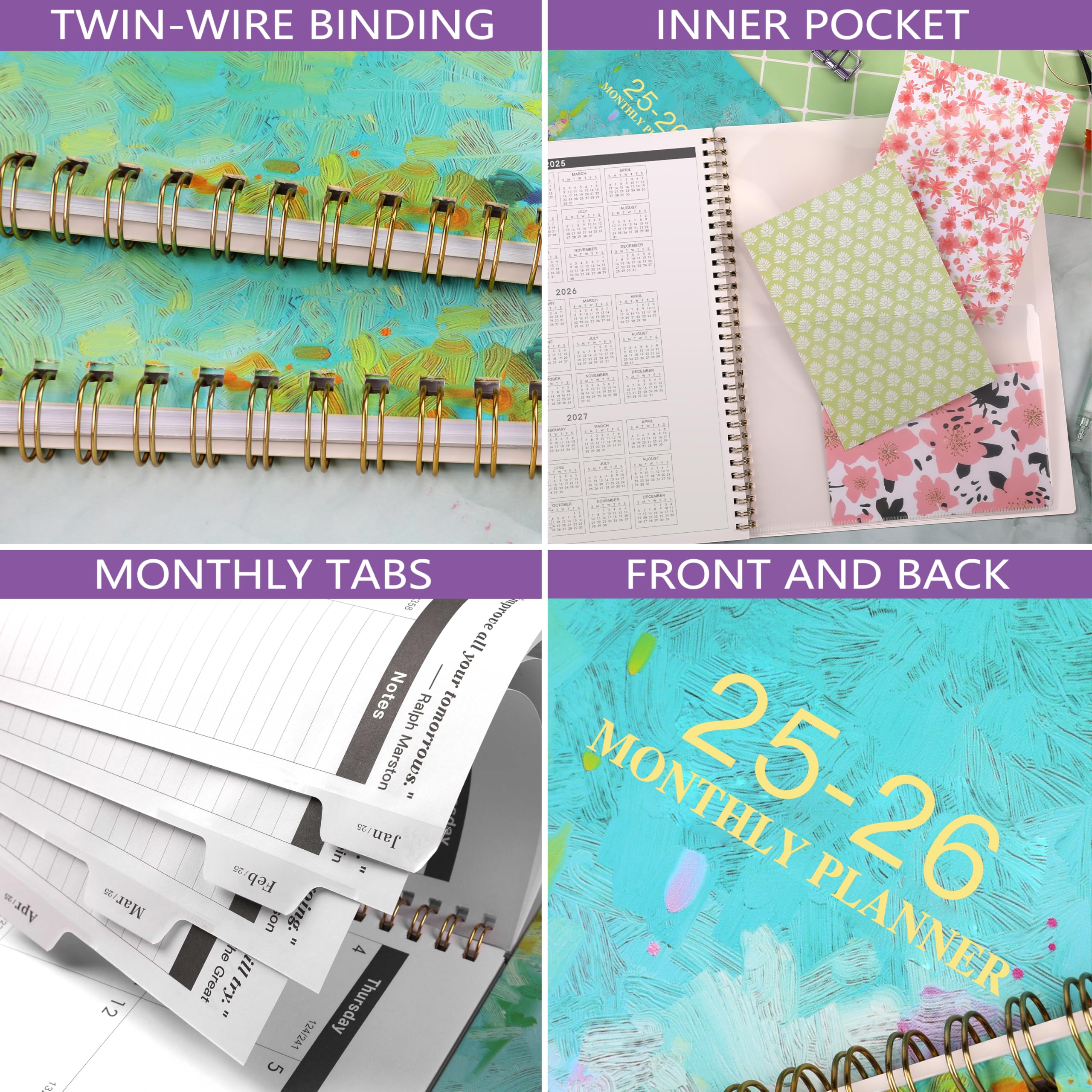 2025-2026 Monthly Planner | 24-Month Calendar Organizer Jan 2025-Dec 2026 | 9