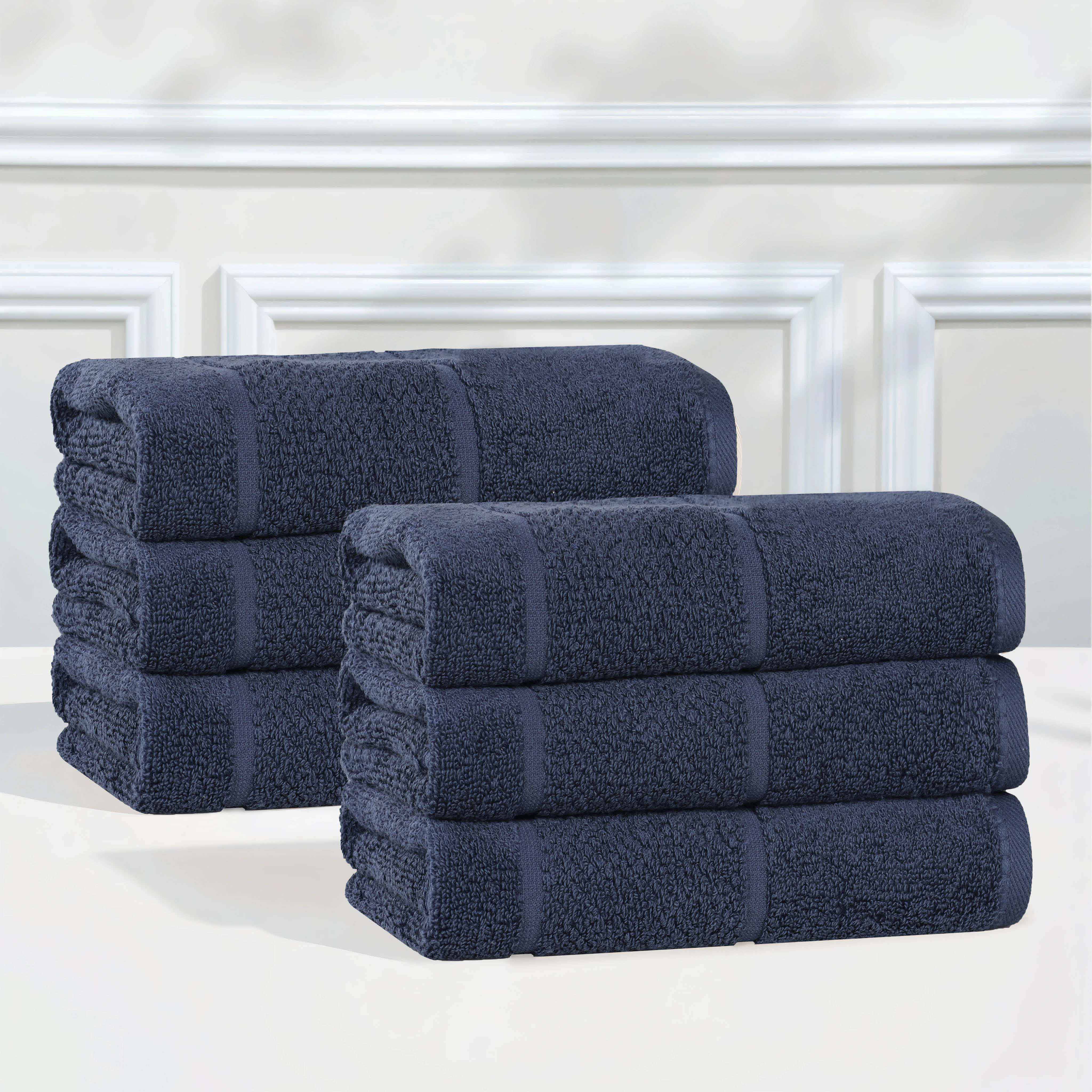 Premium 6-Pack Mile Smart Twist Cotton Solid Hand Towels - Soft, Absorbent & Quick-Drying for Kitchen, Bathroom & Gym Use