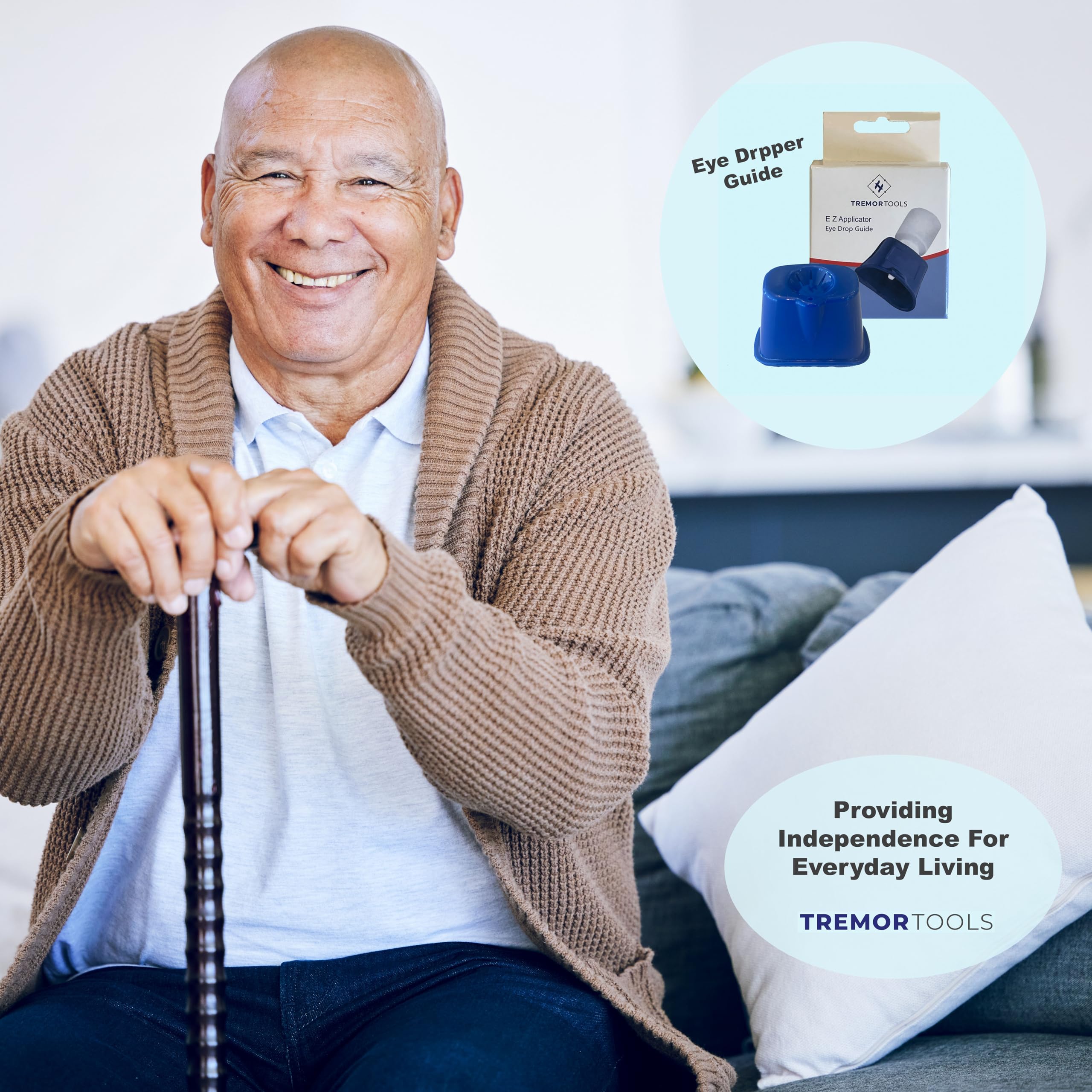 TremorTool Bullseye Eye Drop Guide - Essential Eyedrop Dispenser Aid for Steady Application - Fits Most Eyedropper Bottles - Perfect for Elderly & Hand Tremors - Improve Eye Drop Accuracy for Glaucoma, Dry Eyes & Medication Use