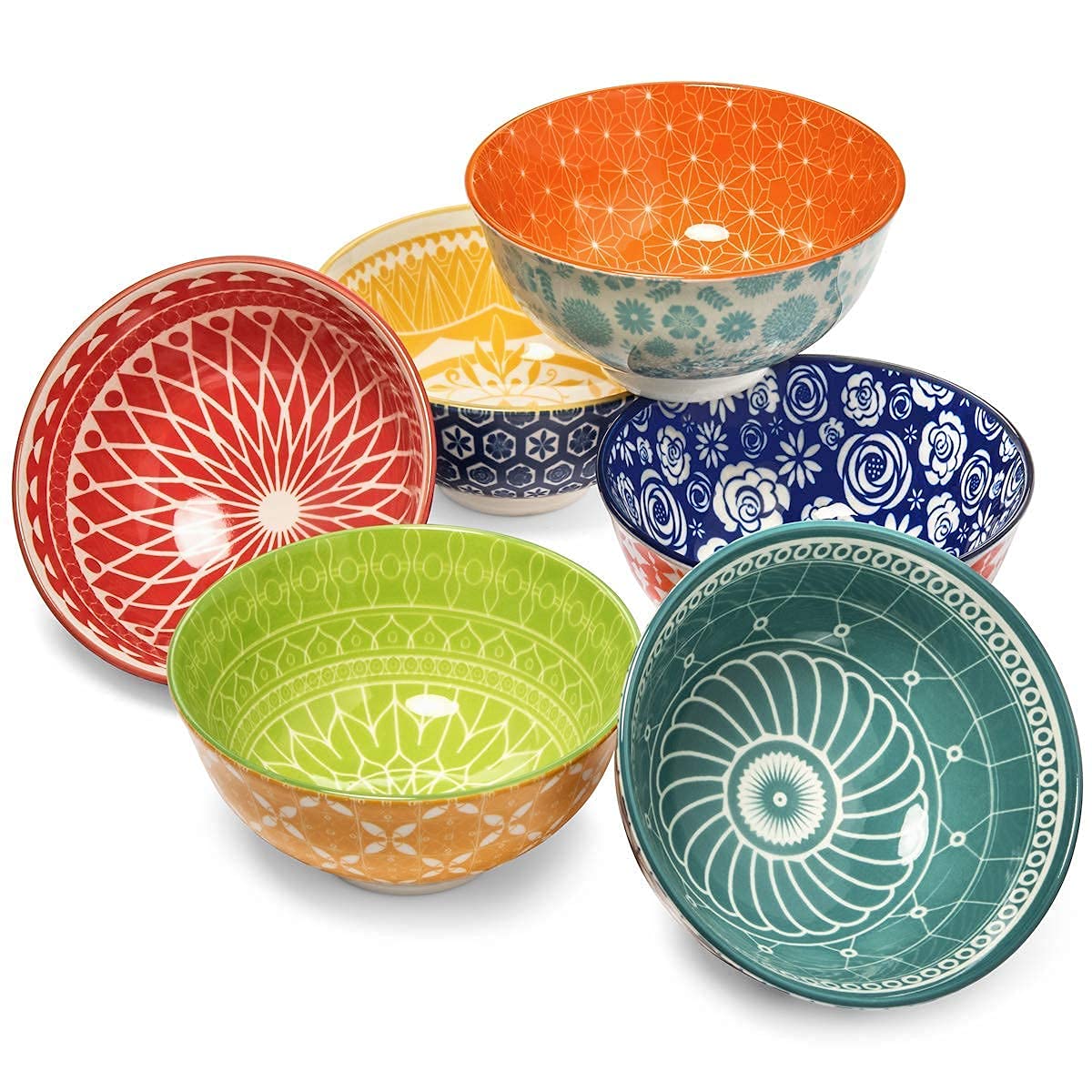 Colorful Porcelain Dinnerware Set - Annovero Mugs, Cereal Bowls, Salad Plates & Serving Dishes | Microwave & Dishwasher Safe | Perfect for Breakfast, Dinner Parties & Everyday Use