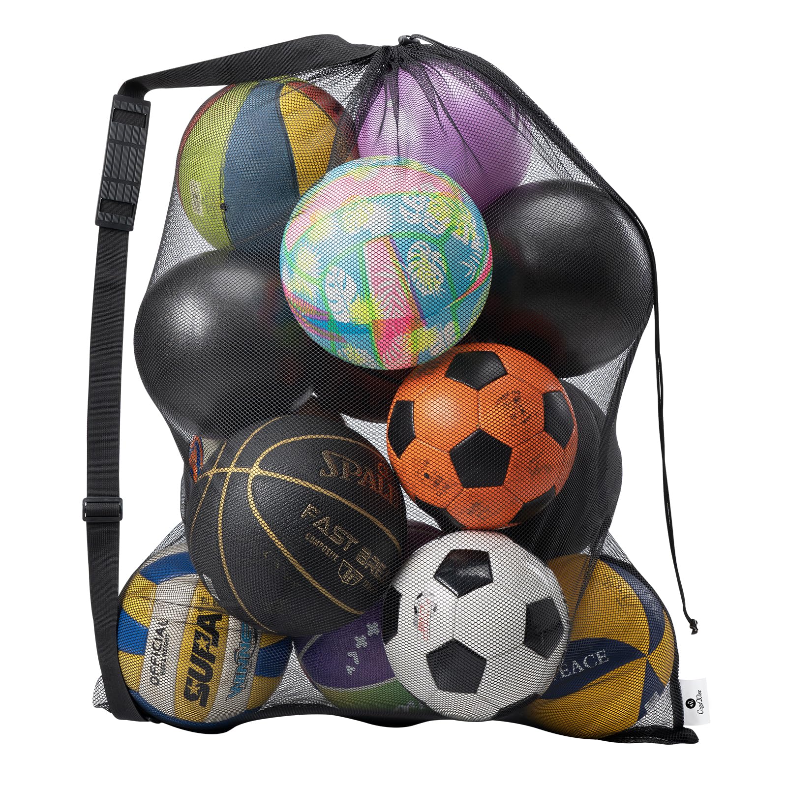 OrgaWise Heavy Duty Mesh Ball Bag for Basketball Soccer Volleyball - School Home Park Use