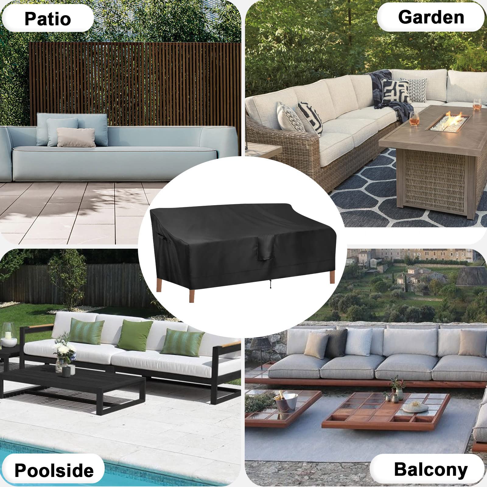 Outdoor Waterproof 4-Seater Patio Couch Cover - Heavy Duty UV Resistant Sofa Furniture Protector for Outdoor Use, 104