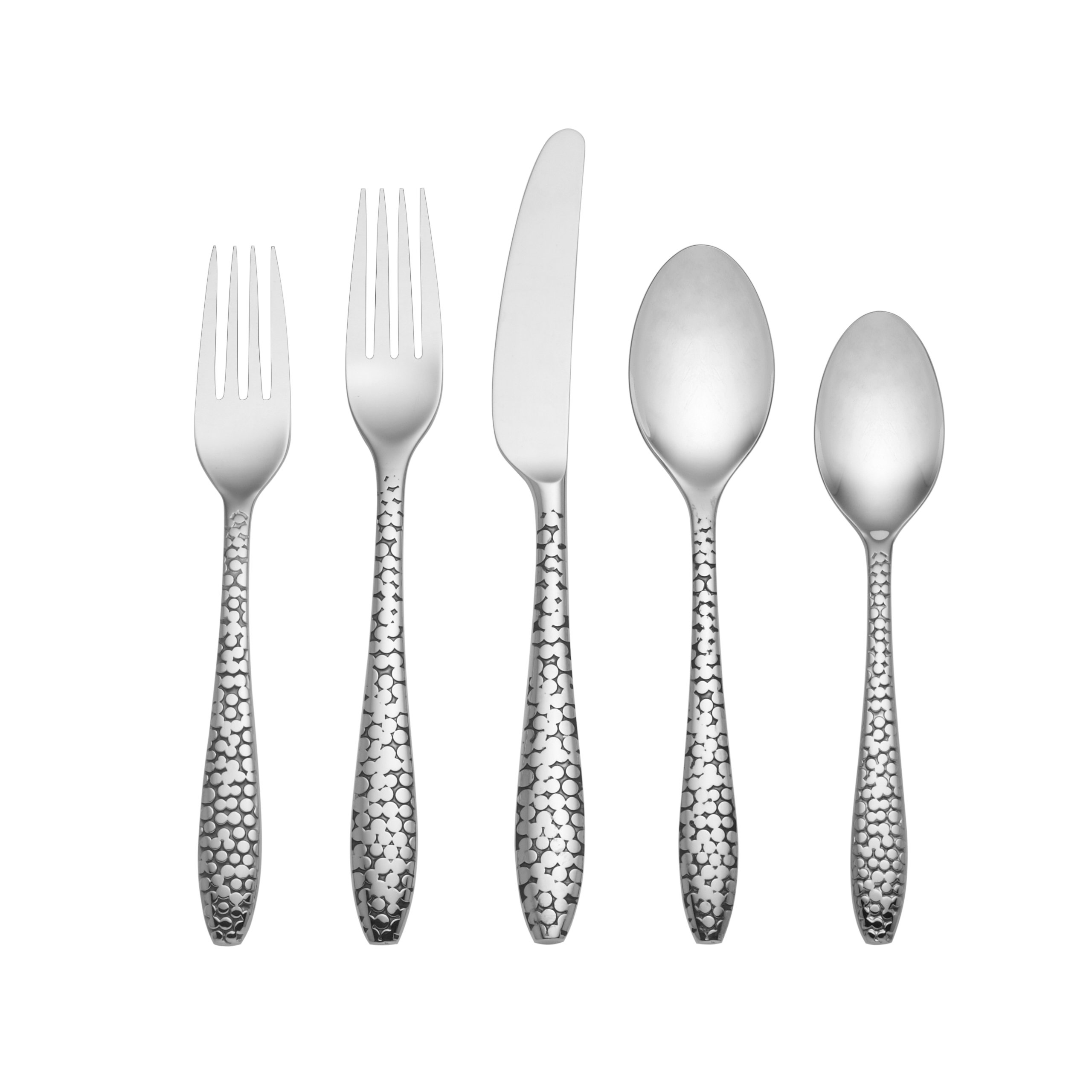 Lenox 5-Piece Donna Karan Abstract Spheres Dinnerware Set - Metallic Gold & Silver Design - Elegant Table Setting for Dinner Parties, Weddings & Special Occasions