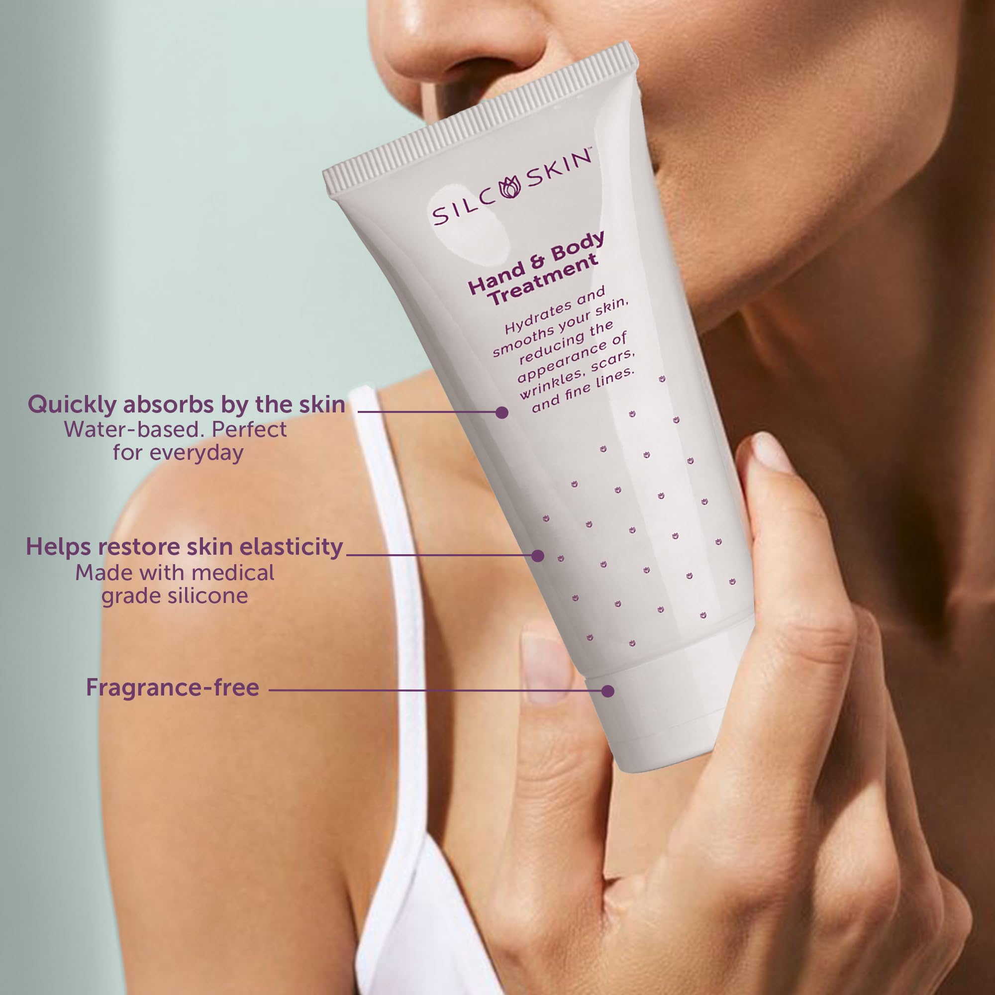 SilcSkin Medical Grade Silicone Hand & Body Lotion for Crepey Skin & Fine Lines - Water-Based Deep Hydration Treatment - 4 oz - Perfect for Dry Skin Care & Anti-Aging Routine