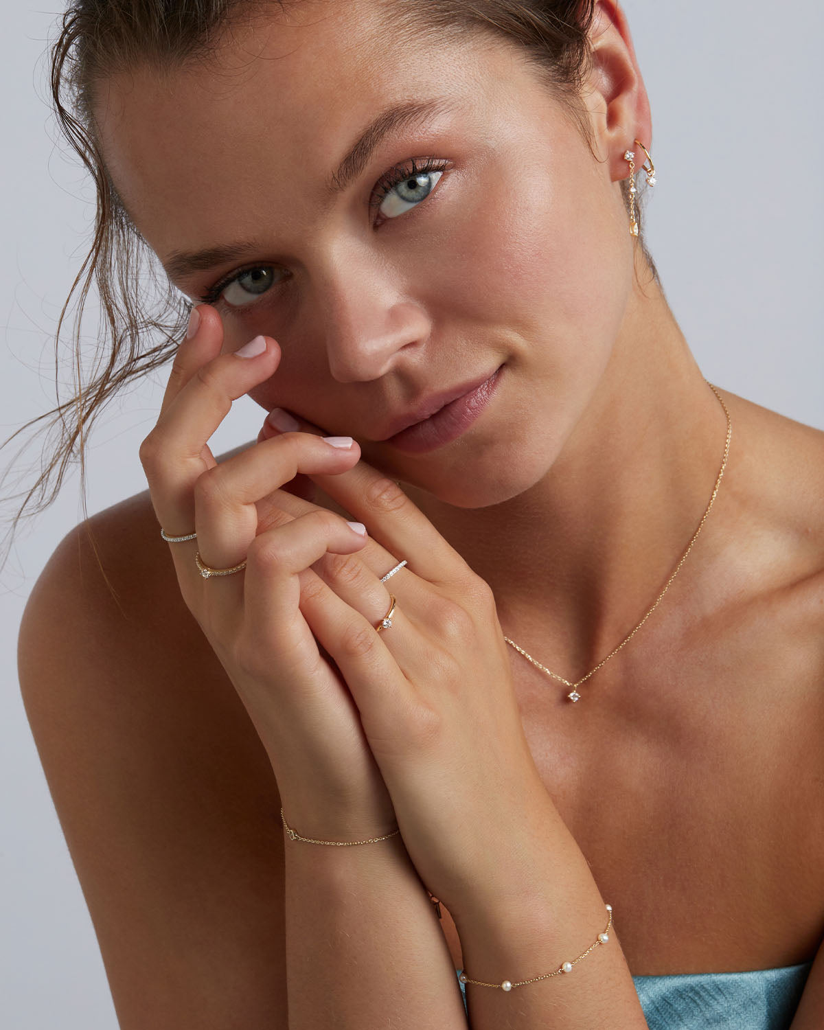 14K Solid Gold Diamond Mist Ring for Women - Elegant Stackable Band for Engagement, Wedding, Anniversary & Everyday Wear