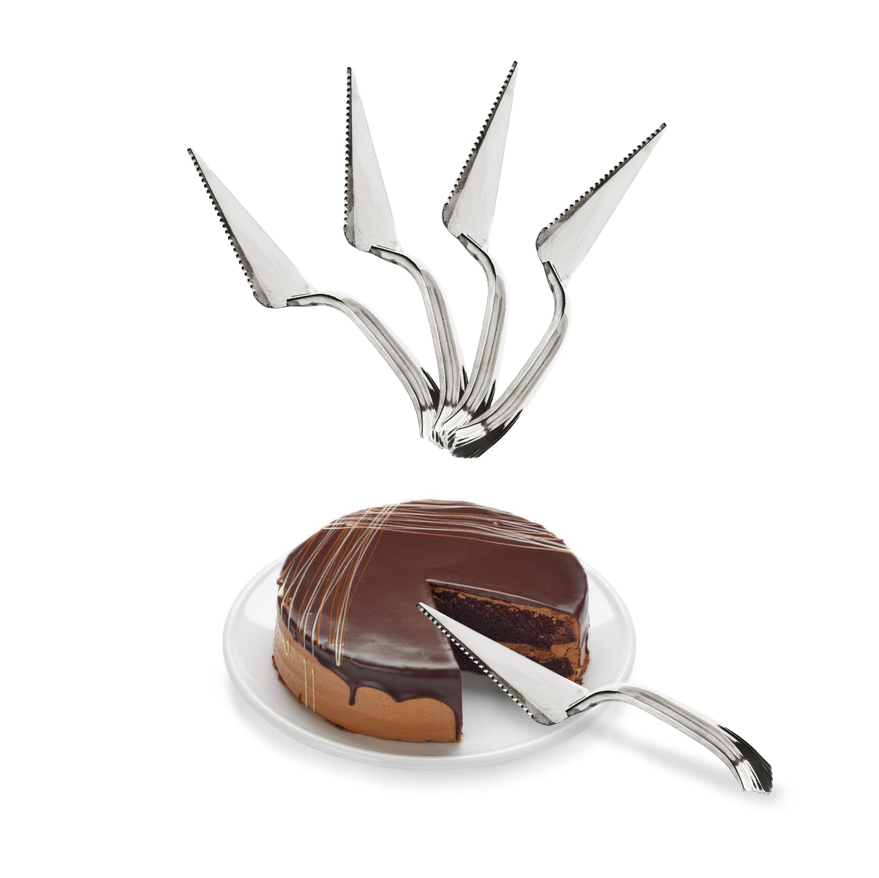 4 Pack Heavy Duty Silver Plastic Cake Cutters - Disposable Cake Slicer for Pound Cake, Sponge Cake, Cheesecake & More | Perfect for Birthday Parties, Weddings & Catering Events