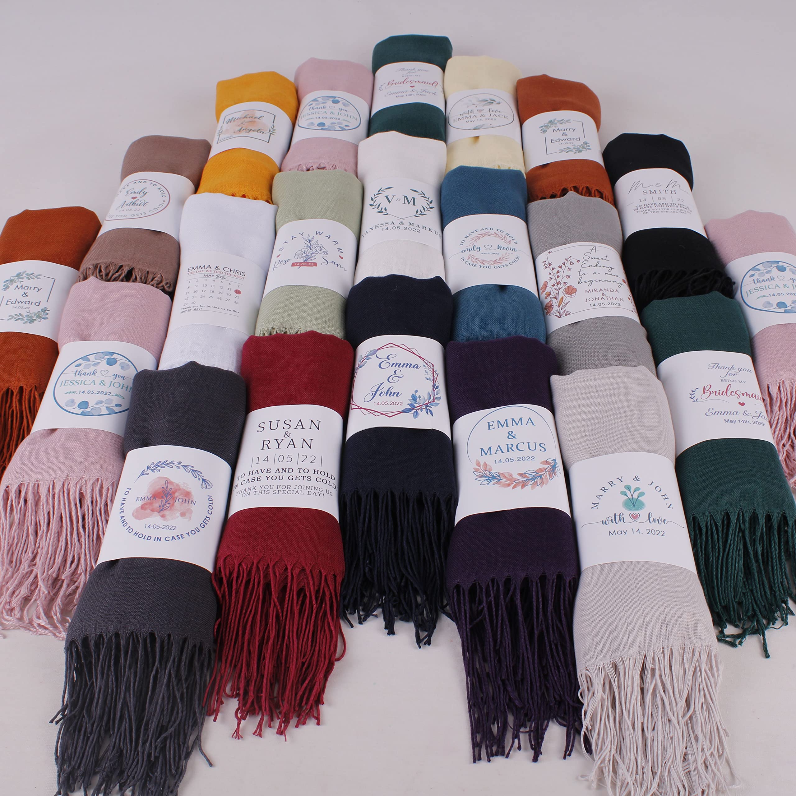 Personalized Wedding Pashmina Shawls & Wraps - Elegant Evening Dress Accessories for Brides, Bridesmaids & Guests | Perfect for Weddings, Bridal Showers, Engagements, Quinceañeras & Sweet 16 Parties | Luxurious Gift for Women & Girls