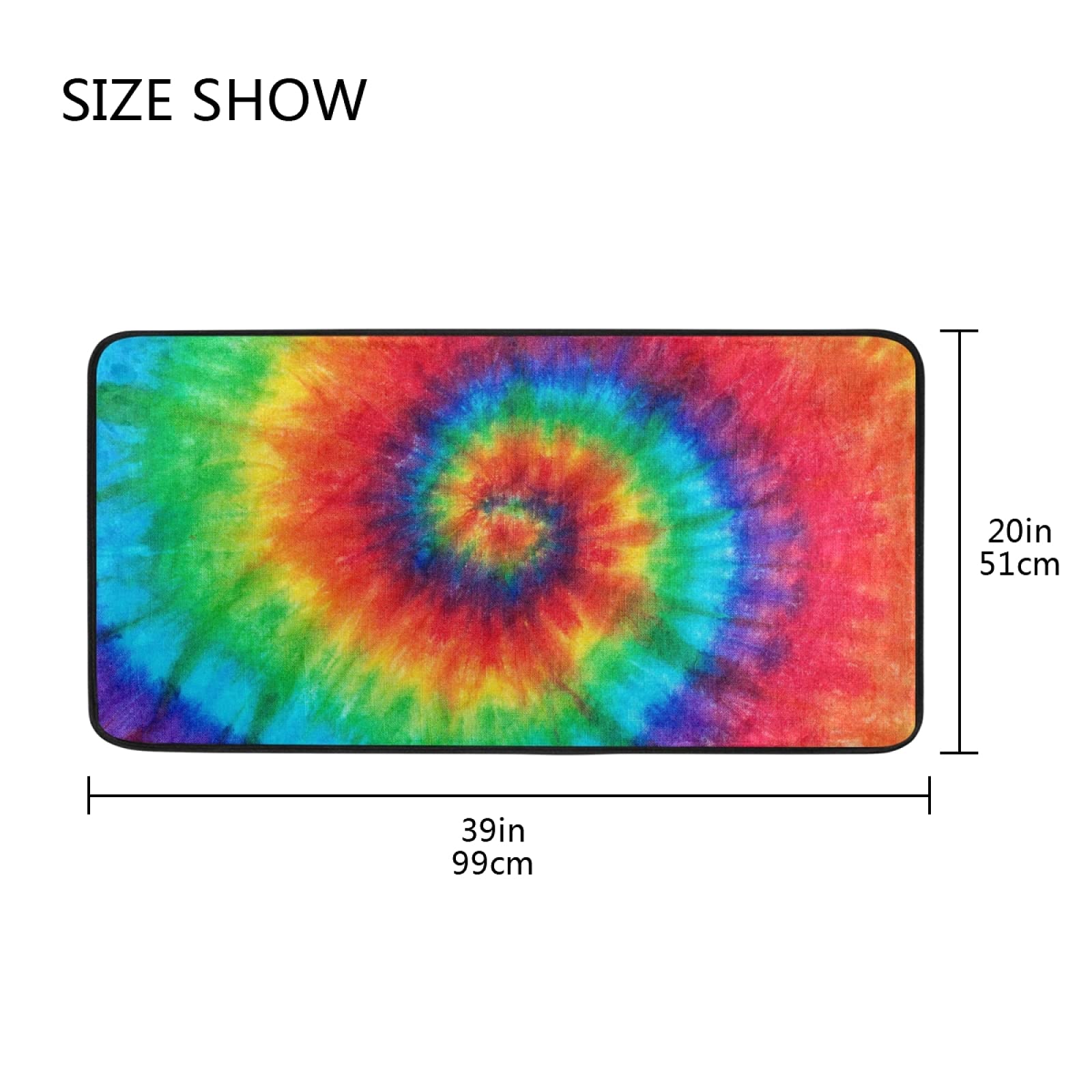 Anti-Fatigue Non-Slip Kitchen Rug - Cushioned Comfort Standing Mat, Tie Dye Design, 39x20 Inch - Perfect for Kitchens, Laundry Rooms, and Standing Desks