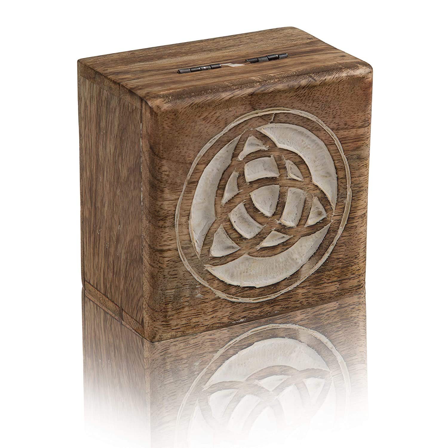 Handmade Wooden Jewelry Box with Lock & Key - Jewelry Organizer, Keepsake Box & Treasure Chest for Necklaces, Rings & Watches - Perfect Birthday, Housewarming Gift & Home Decor (Natural Finish) | Great for Bedroom Vanity, Dresser Storage & Travel Jewelry Case