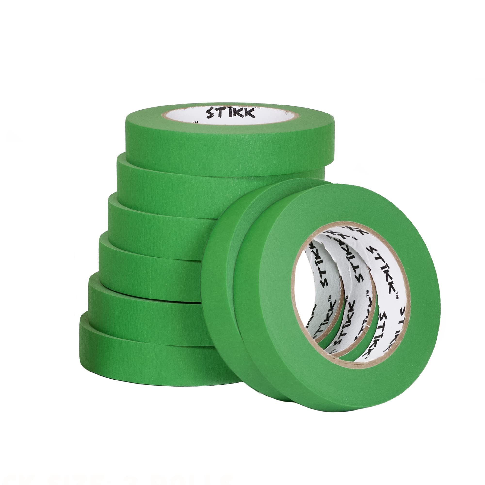 STIKK Professional Painter's Tape 8-Pack - 1 Inch x 60 Yards Green Masking Tape for Walls, Trim & Ceilings - Residue-Free DIY Painting Tape for Home Improvement Projects - Perfect for Wall Painting, Edge Protection & Craft Projects