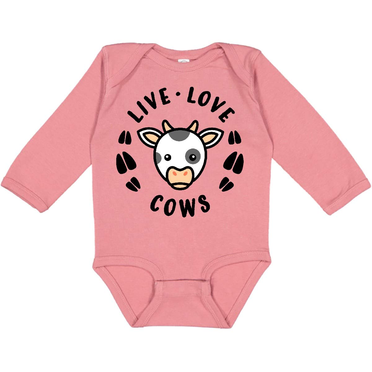 Inktastic Live Love Cows Long Sleeve Baby Bodysuit - Soft Cotton Creeper for Newborns & Infants - Perfect for Family Photos, Playdates & Everyday Comfort
