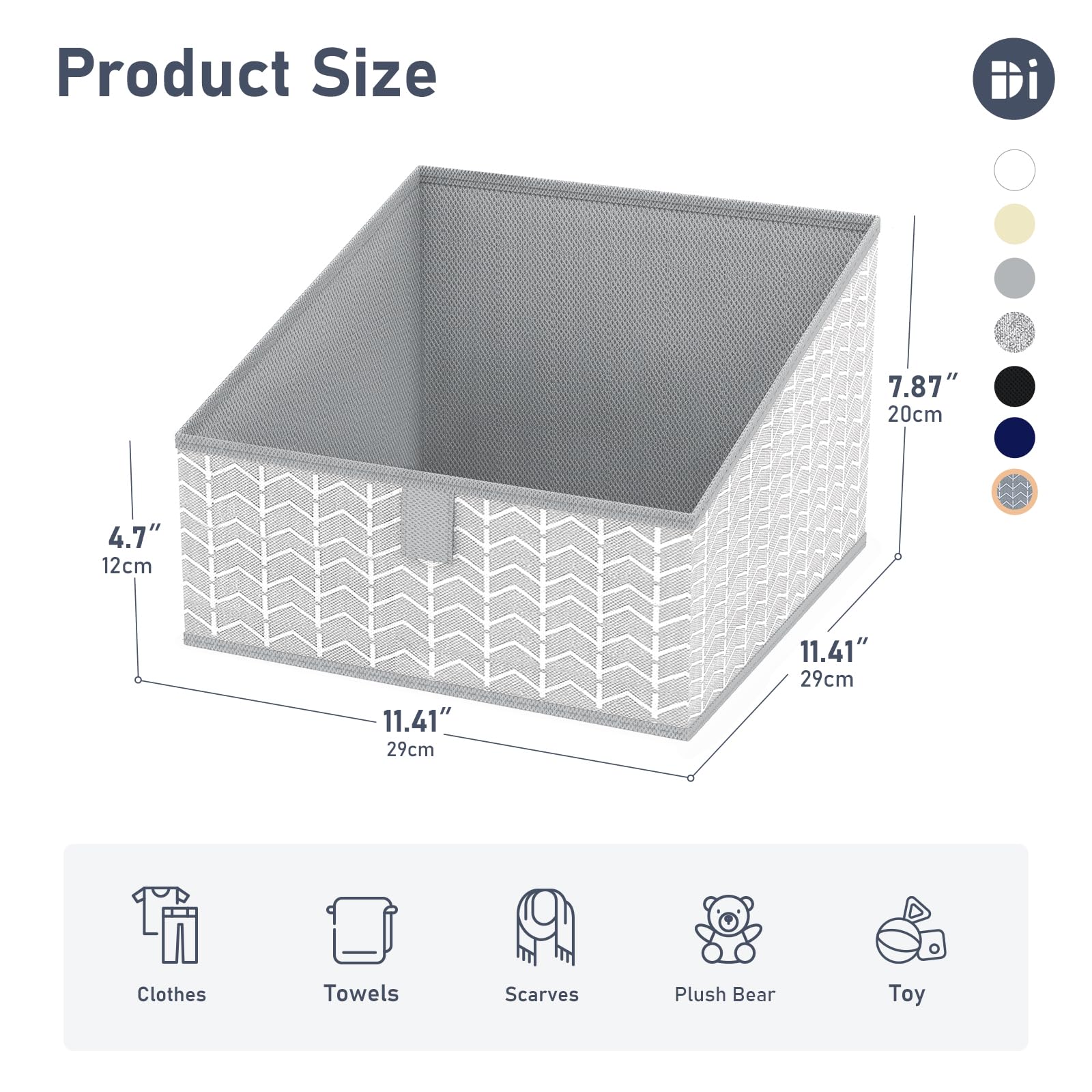 DIMJ 6-Pack Foldable Fabric Storage Bins - Gray Closet Organizer Baskets for Shelves, Toys, Books & DVDs | Space-Saving Home & Office Storage Solution